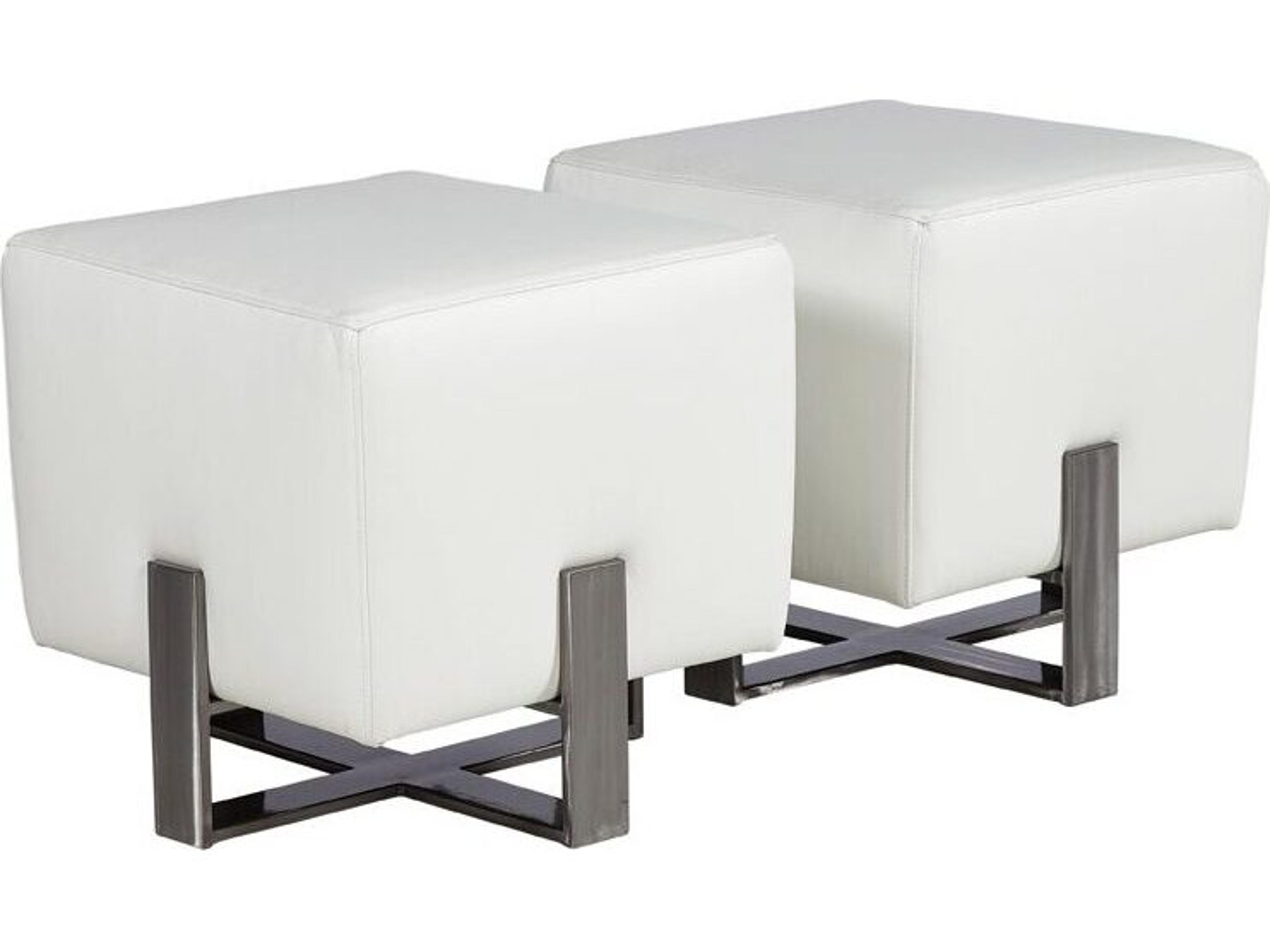 Lillian August Modern Living Inspiration White Metal Leather Ottoman