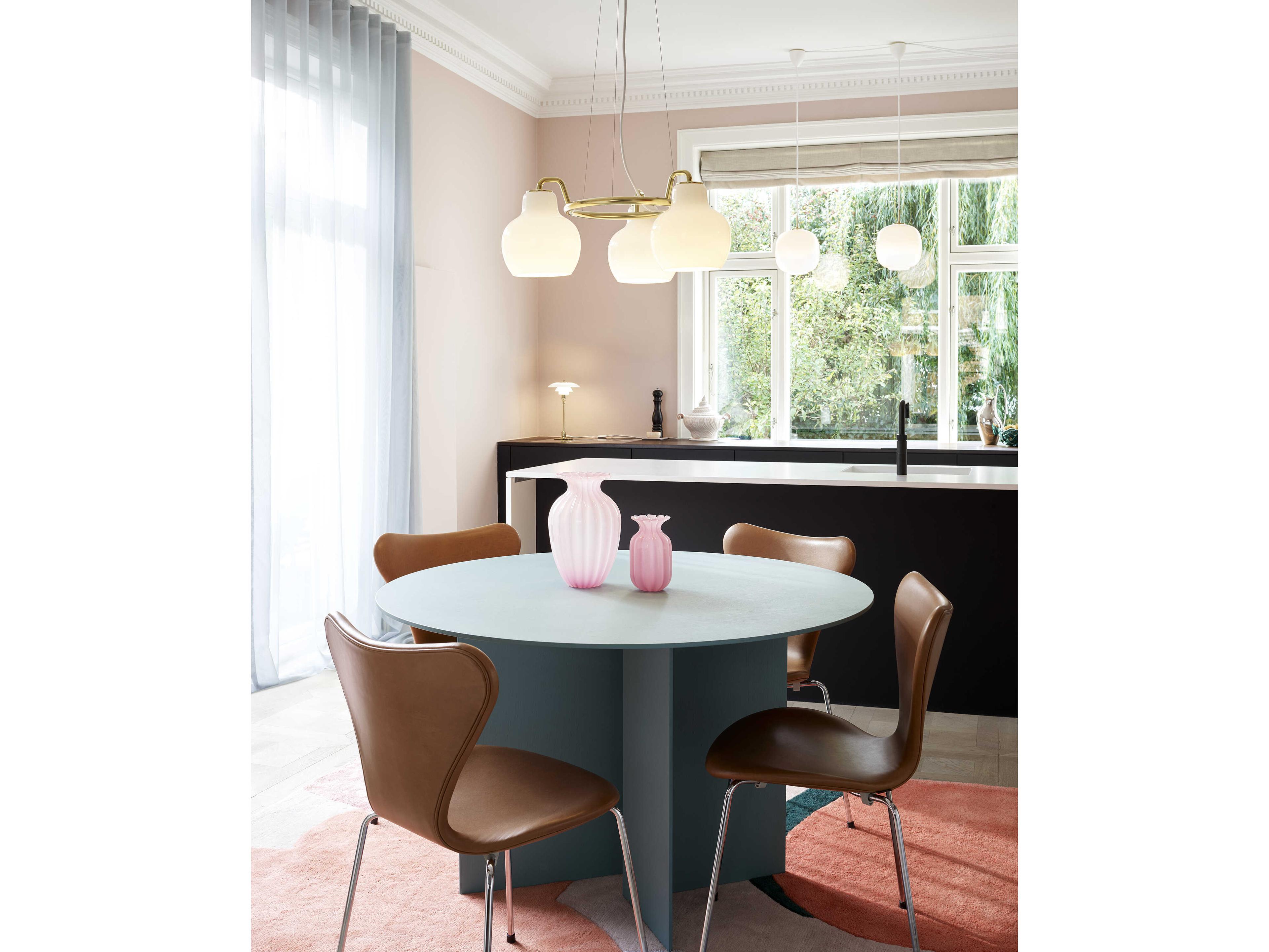 Louis Poulsen VL Ring Crown 3-Light Polished Brass White Chandelier