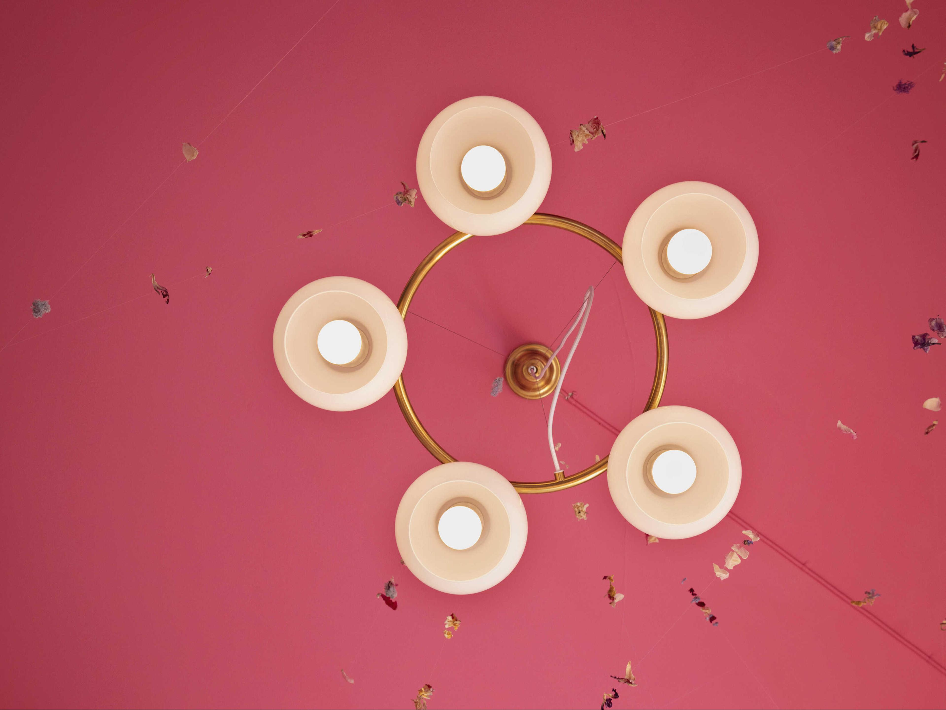 Louis Poulsen VL Ring Crown 5-Light Polished Brass White Chandelier