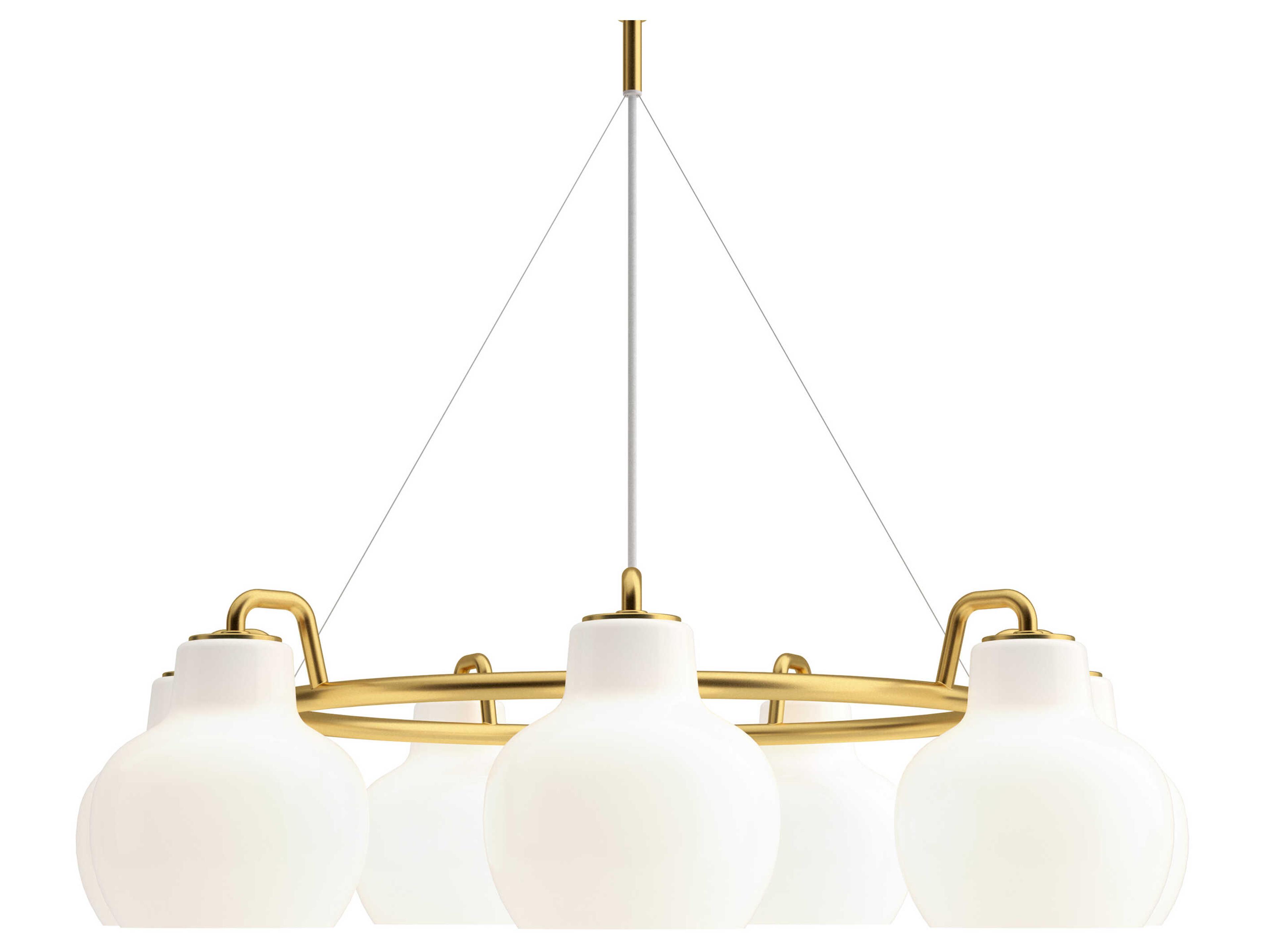 VL Ring Crown 7-Light Polished Brass White Chandelier