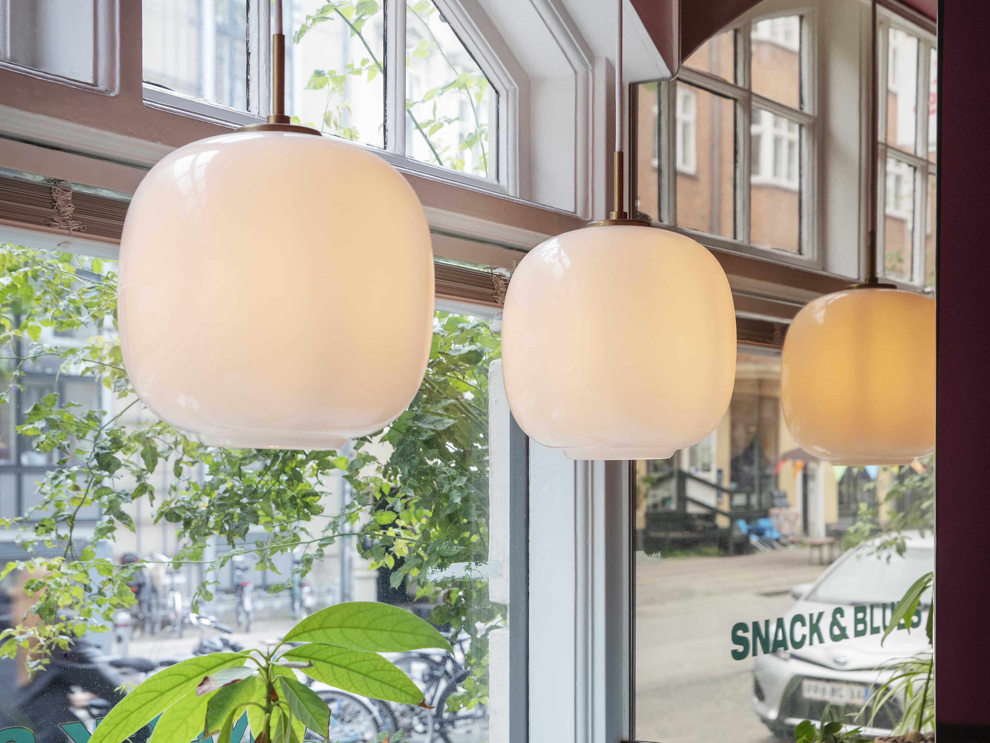 Louis Poulsen VL Radio 1-Light Brass Glossy Opal White Round Mini Pendant