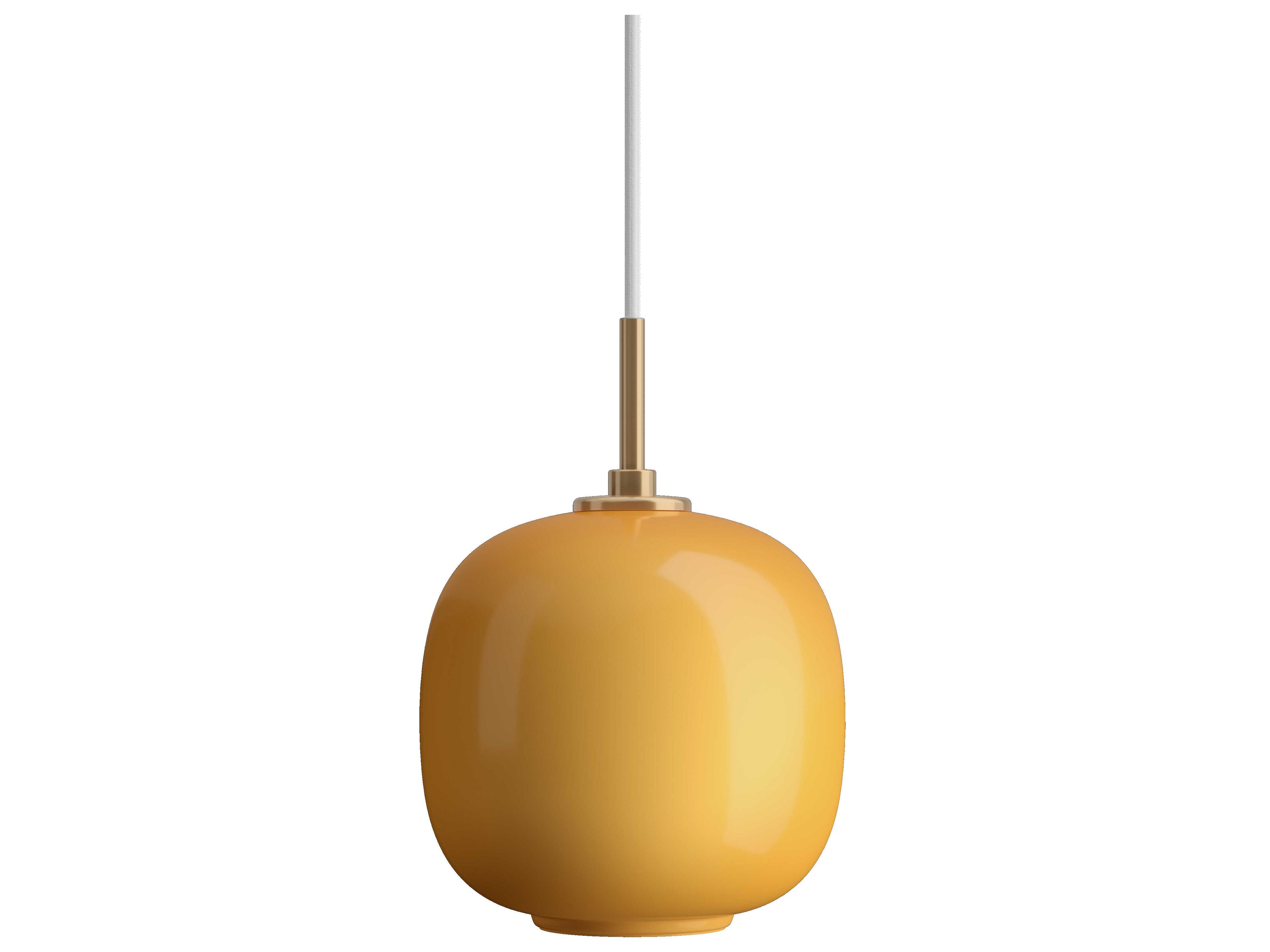 Louis Poulsen VL45 1-Light Brass Glossy Amber Orange Round Mini Pendant