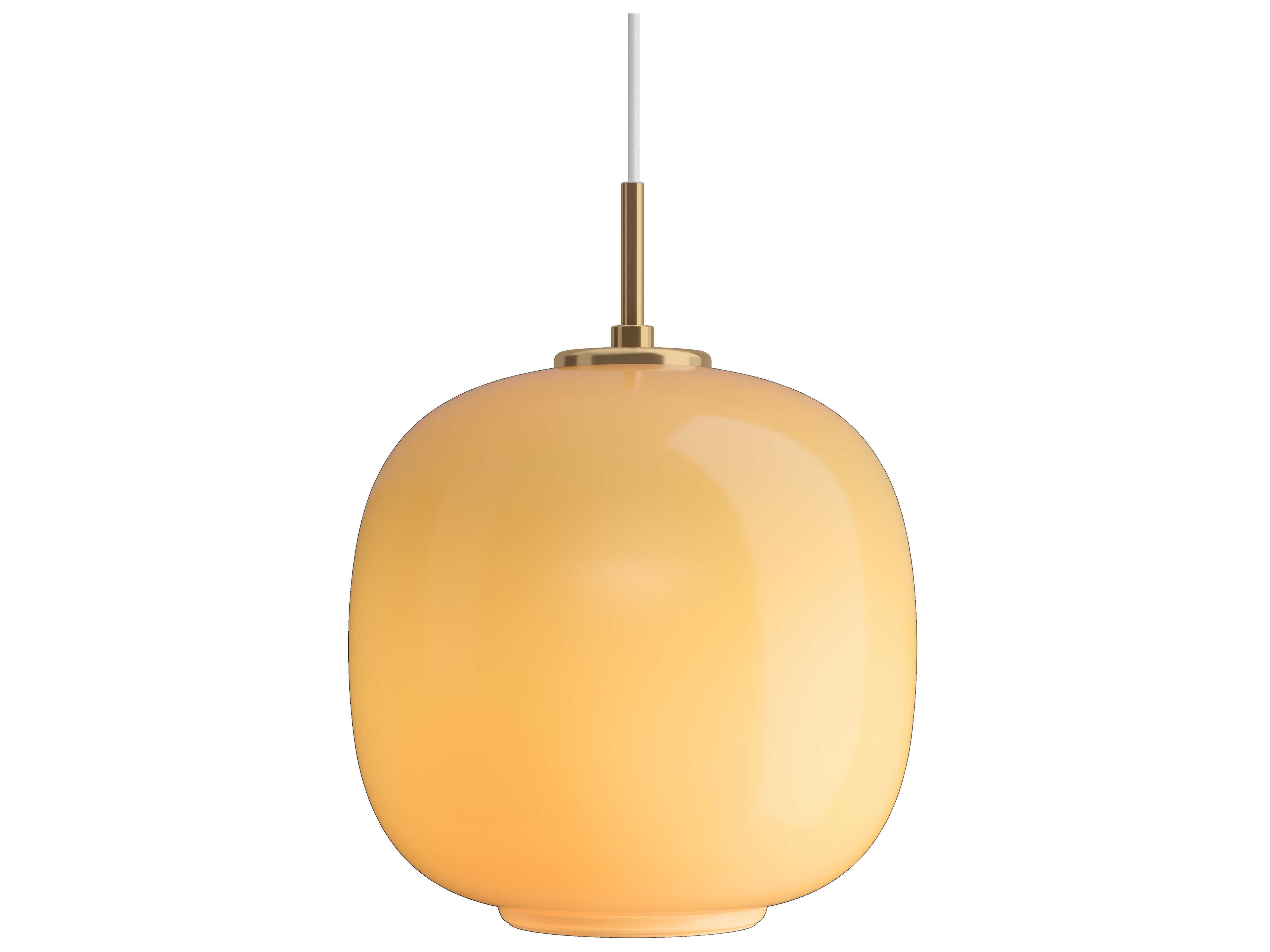VL45 1-Light Brass Glossy Amber Orange Round Mini Pendant
