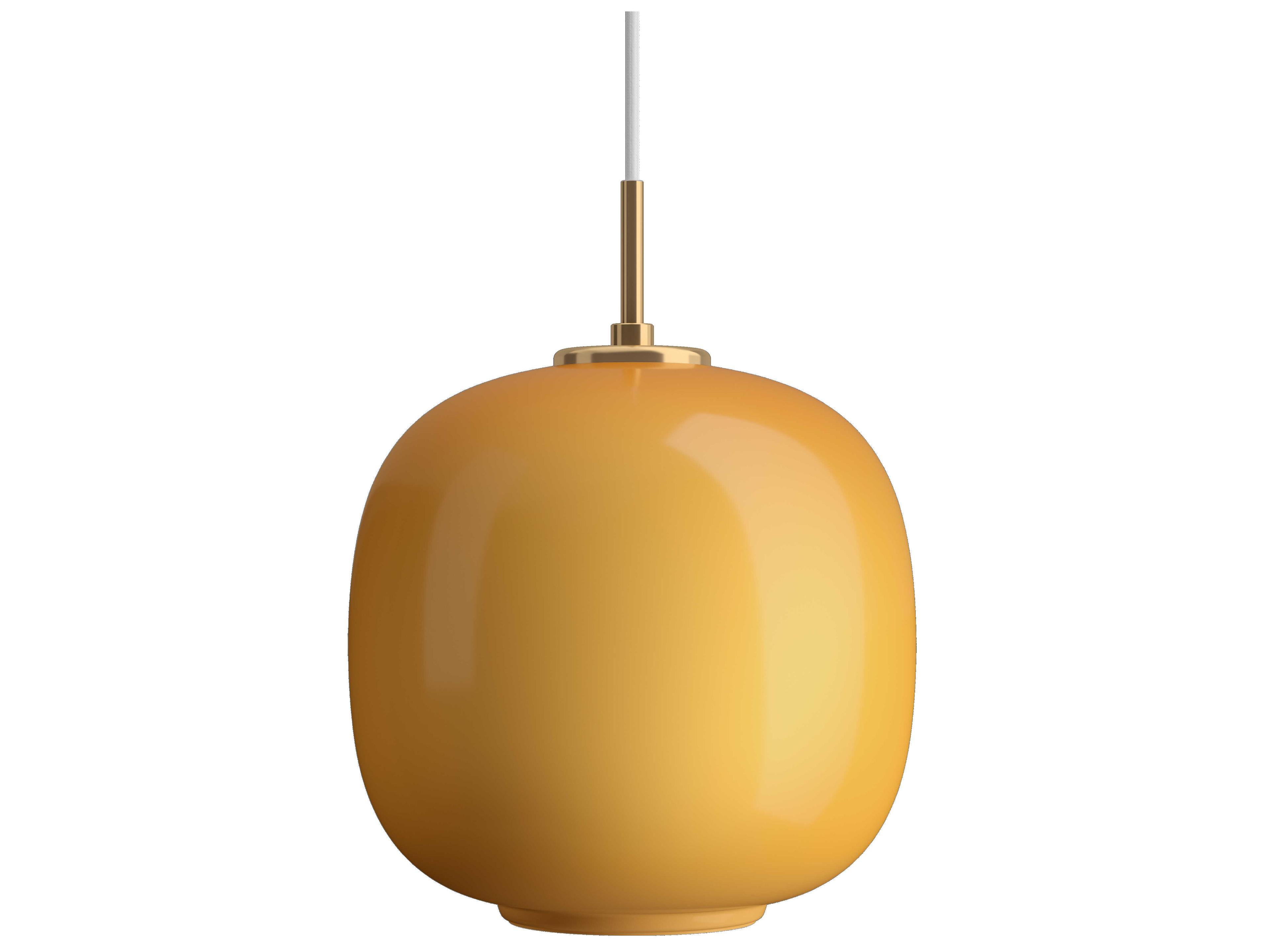 Louis Poulsen VL45 1-Light Brass Glossy Amber Orange Round Mini Pendant