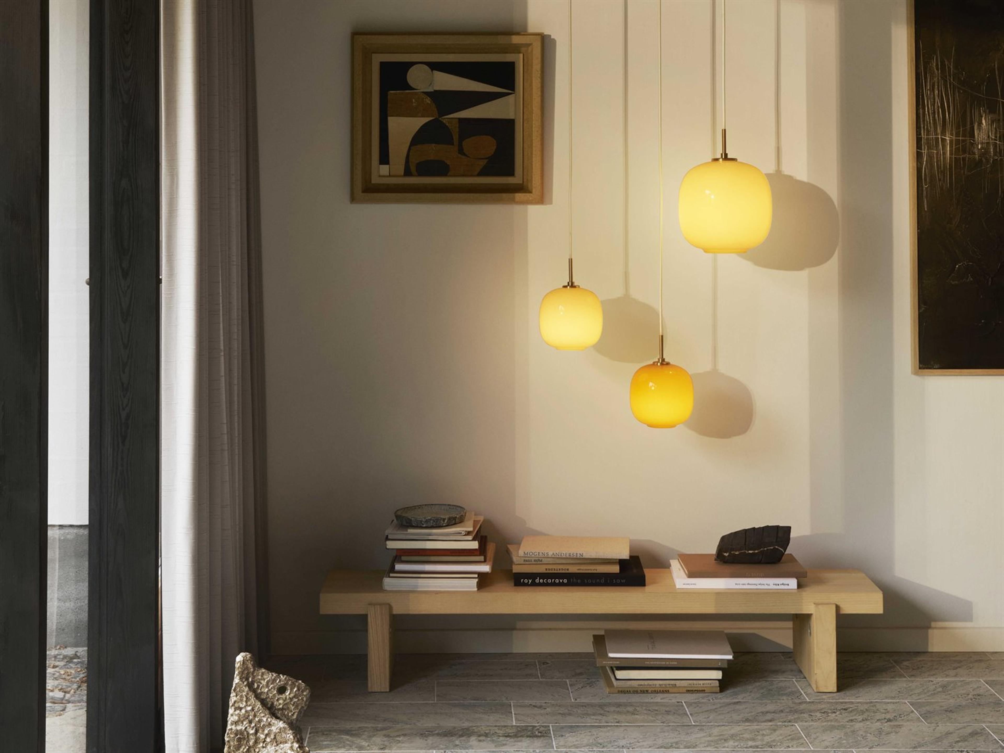 Louis Poulsen VL45 1-Light Brass Glossy Amber Orange Round Mini Pendant