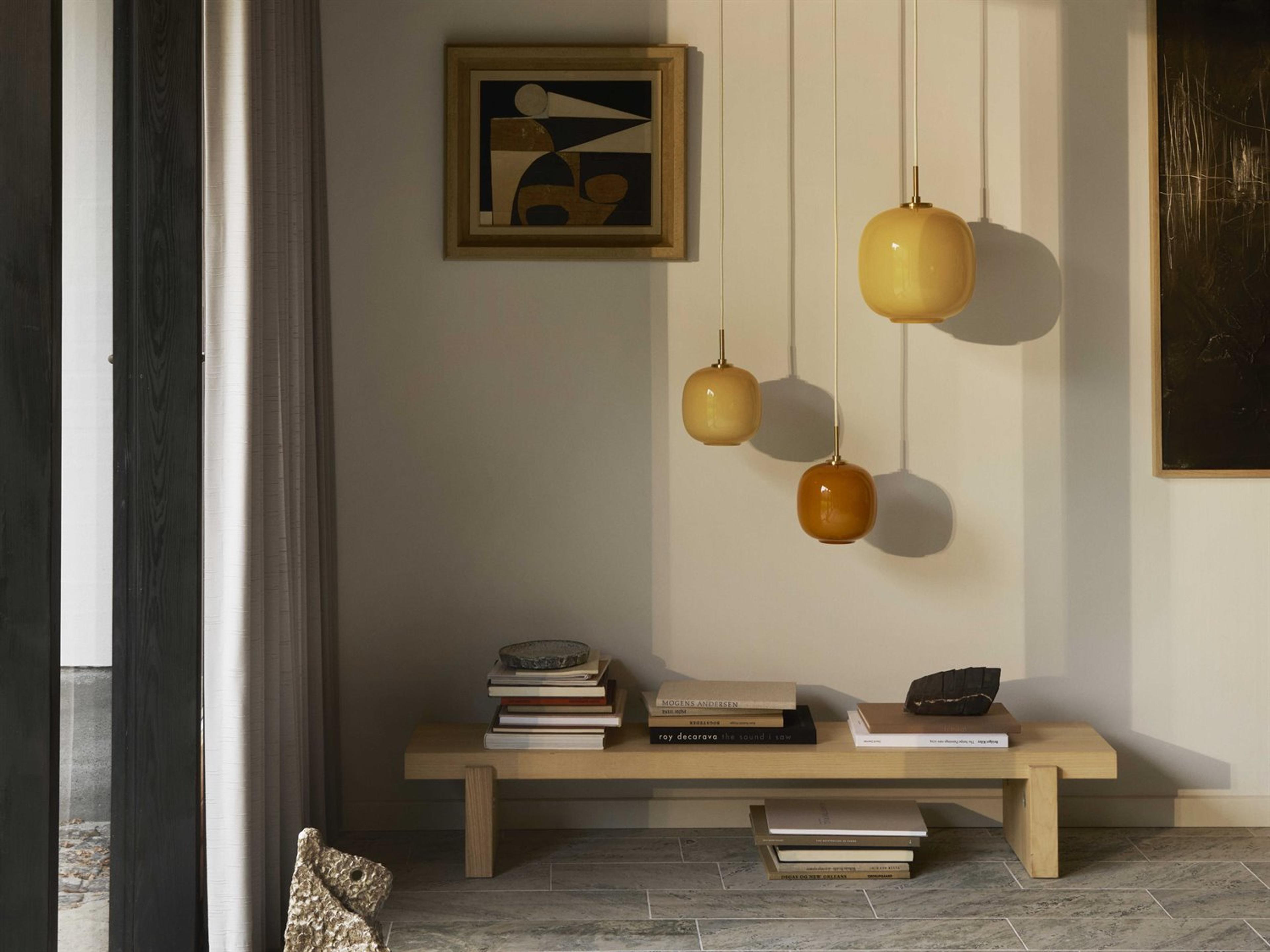 Louis Poulsen VL45 1-Light Brass Glossy Amber Orange Round Mini Pendant