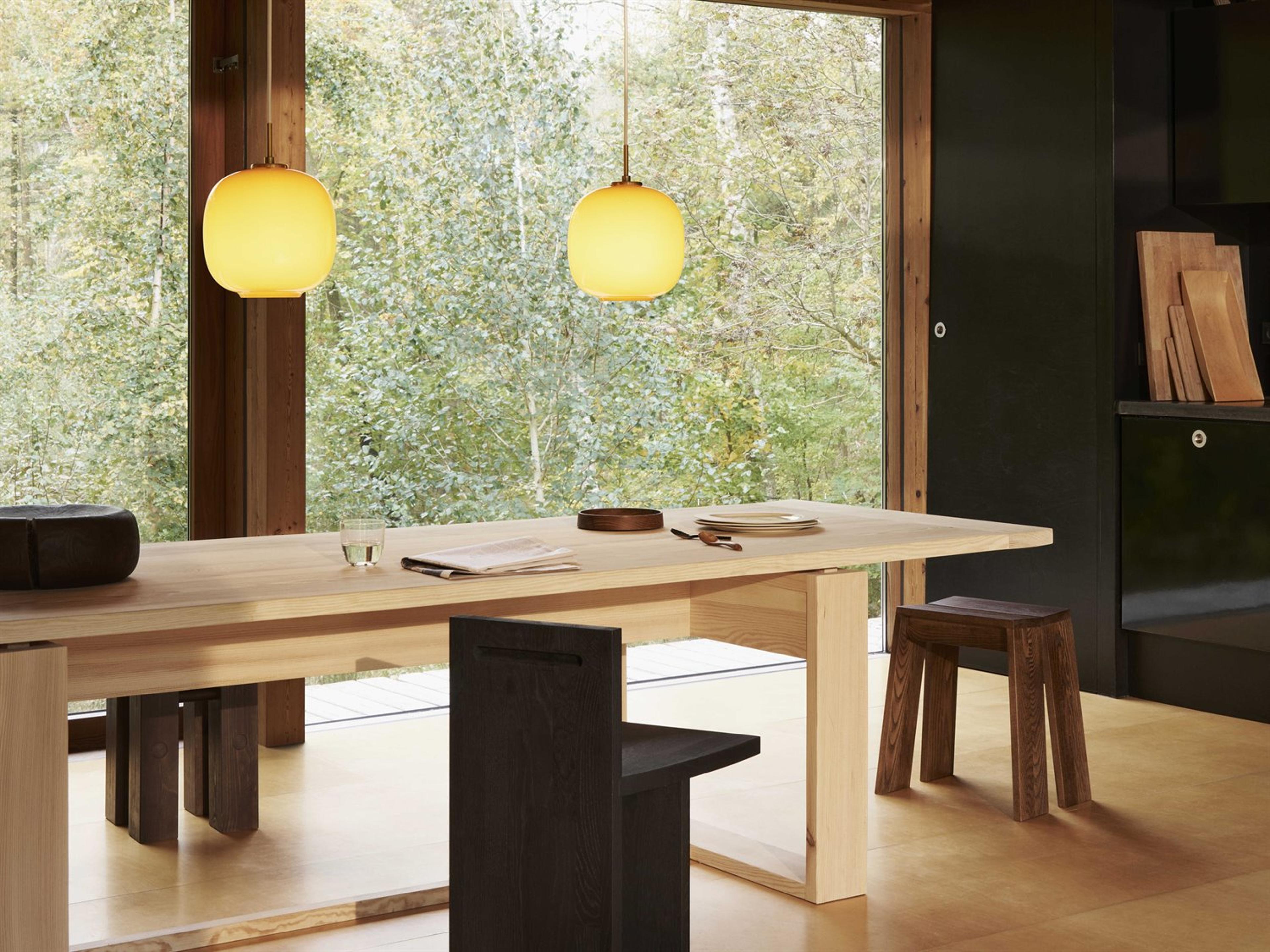 Louis Poulsen VL45 1-Light Brass Glossy Amber Orange Round Mini Pendant