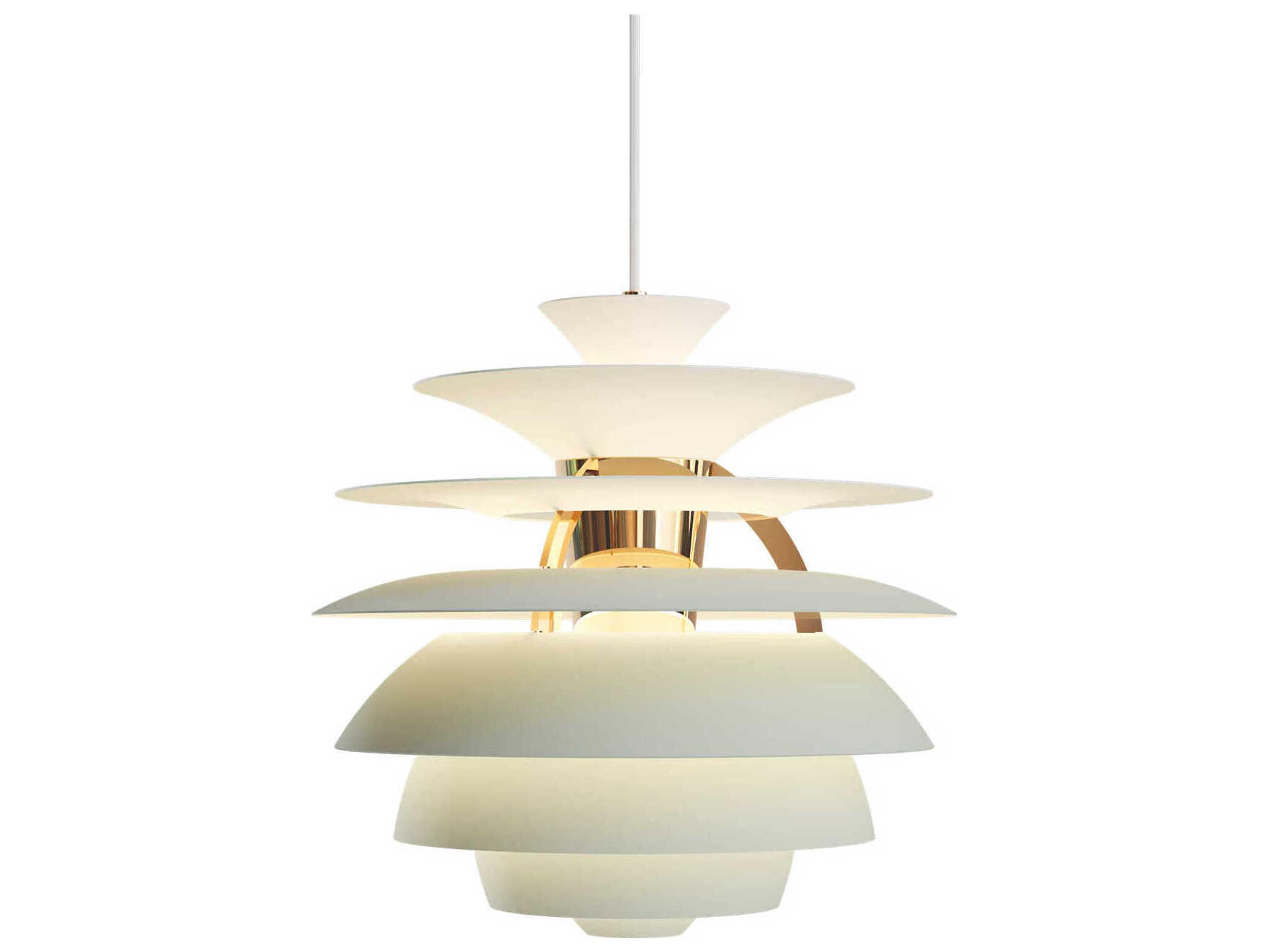 Louis Poulsen PH Snowball 1-Light Brass Dusty Green Tiered Pendant