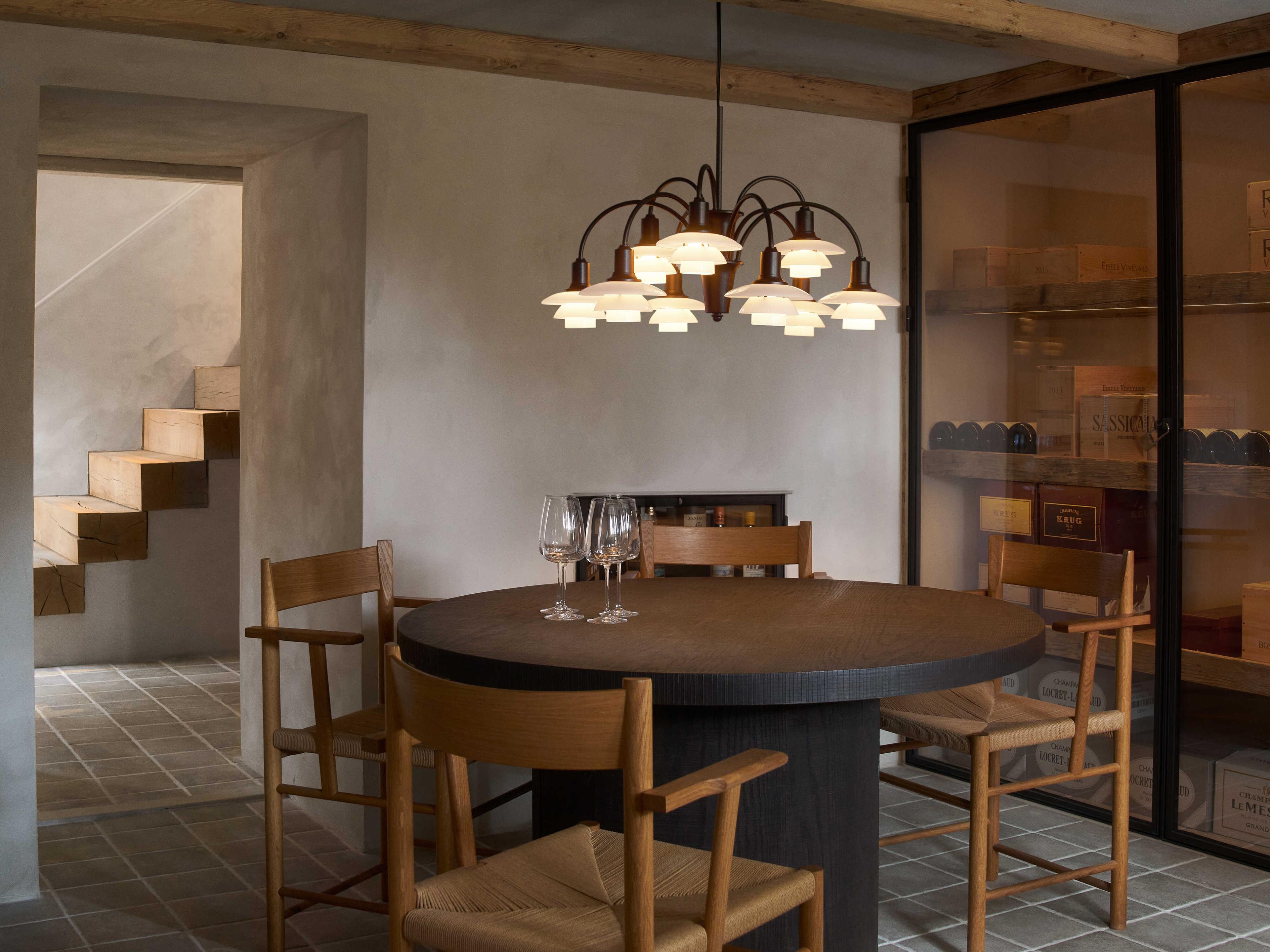 Louis Poulsen PH-1/1 9-Light Aged Brass Dusty Terracotta Chandelier