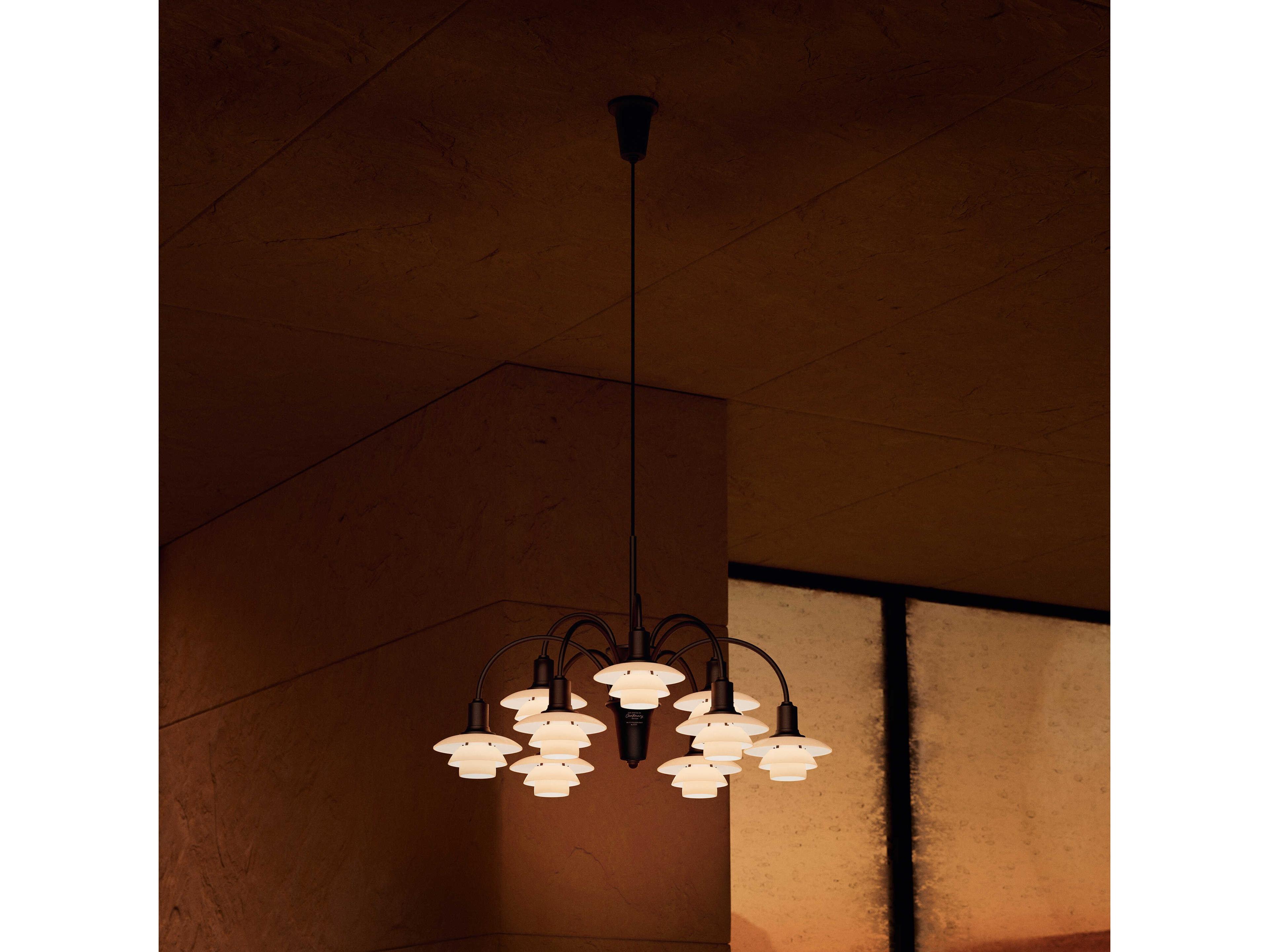 Louis Poulsen PH-1/1 9-Light Aged Brass Dusty Terracotta Chandelier