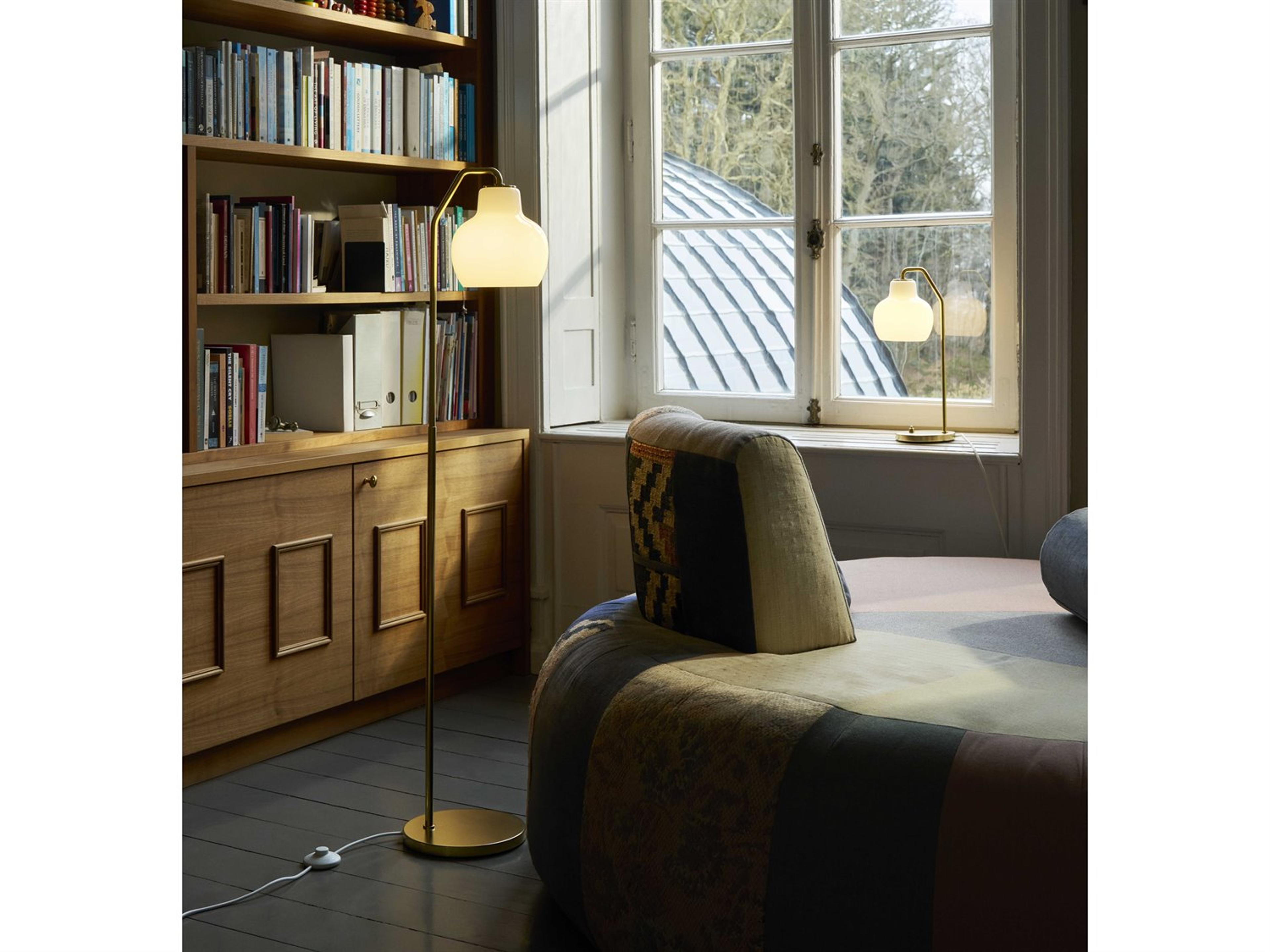 Louis Poulsen VL Ring Opal White Satin Polished Brass Floor Lamp