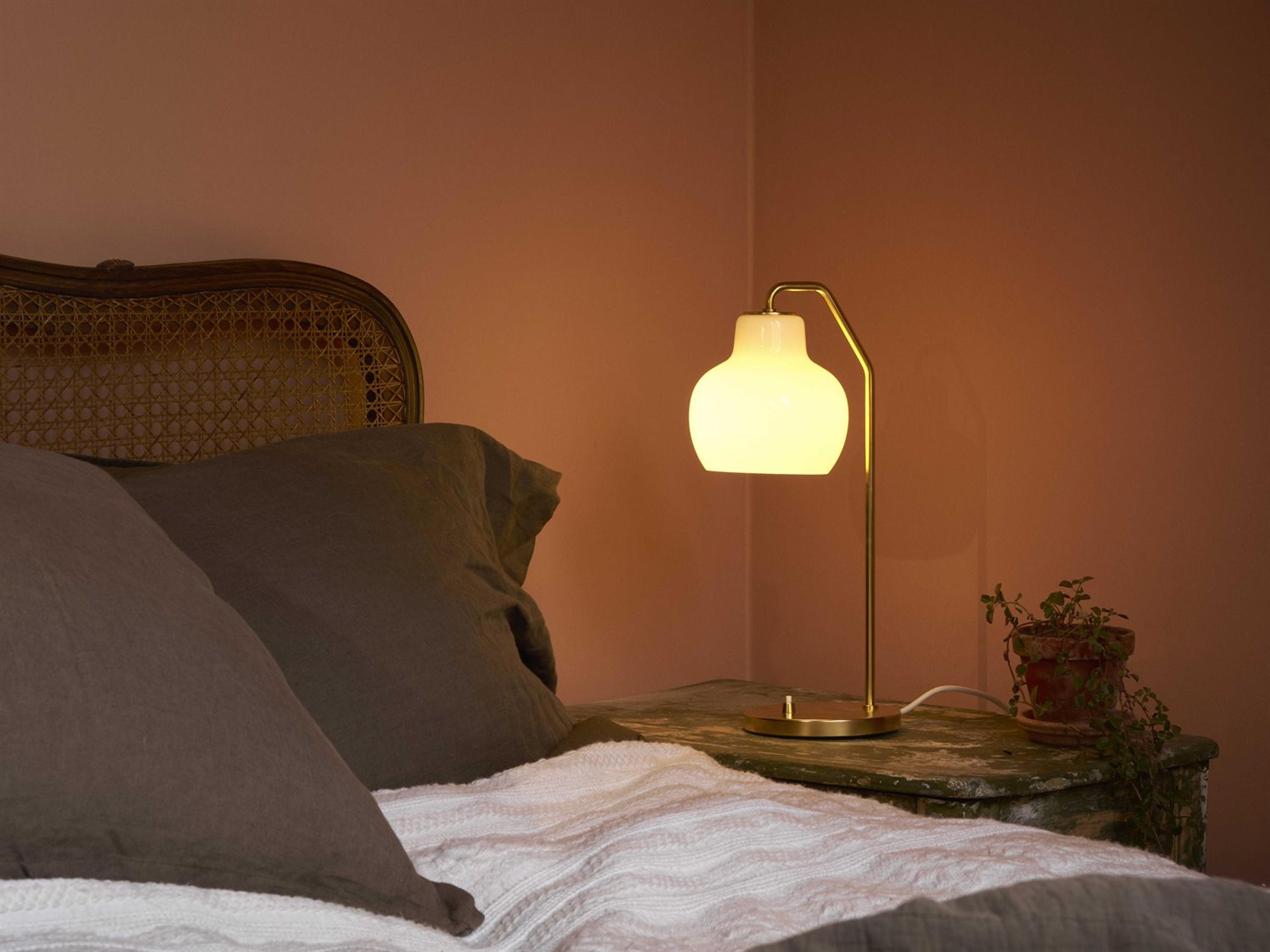 Louis Poulsen VL Ring Opal White Satin Polished Brass Table Lamp