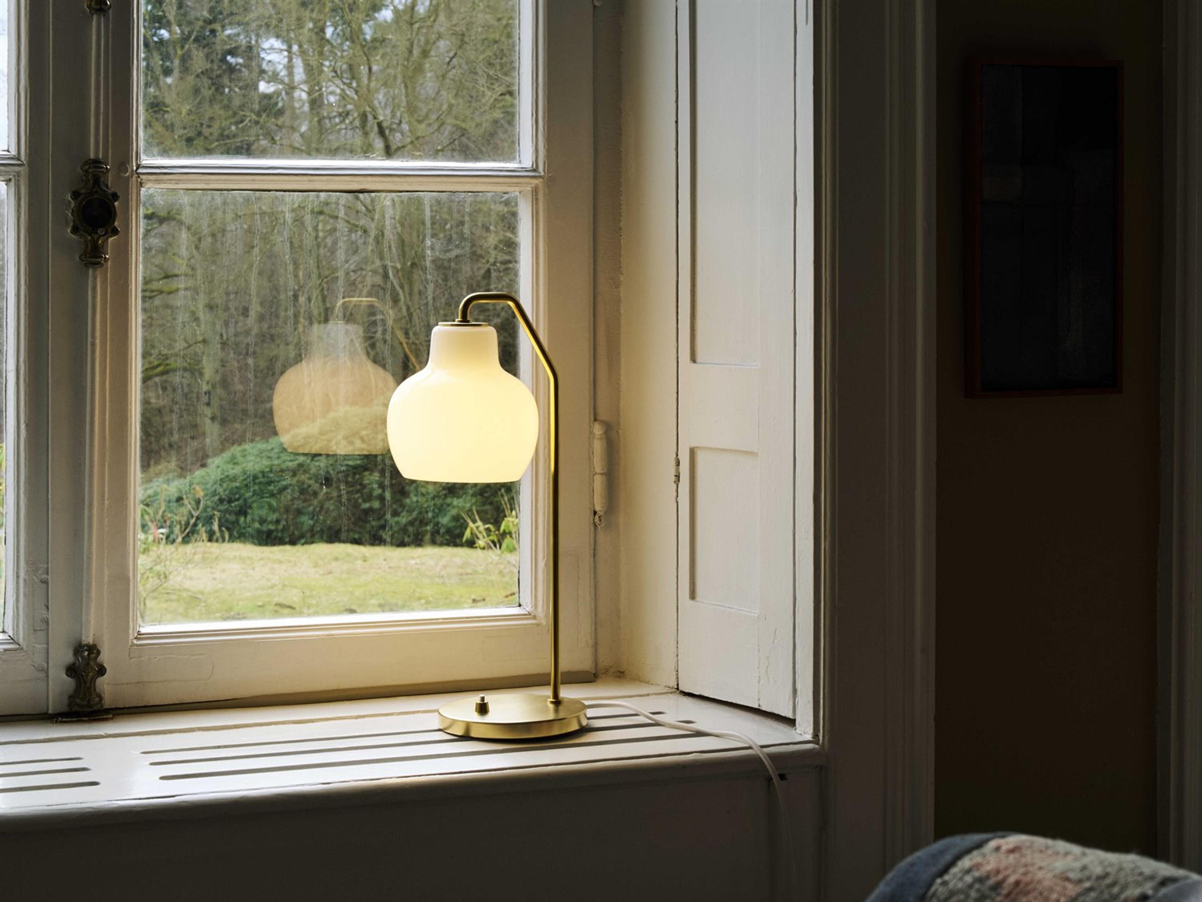 Louis Poulsen VL Ring Opal White Satin Polished Brass Table Lamp