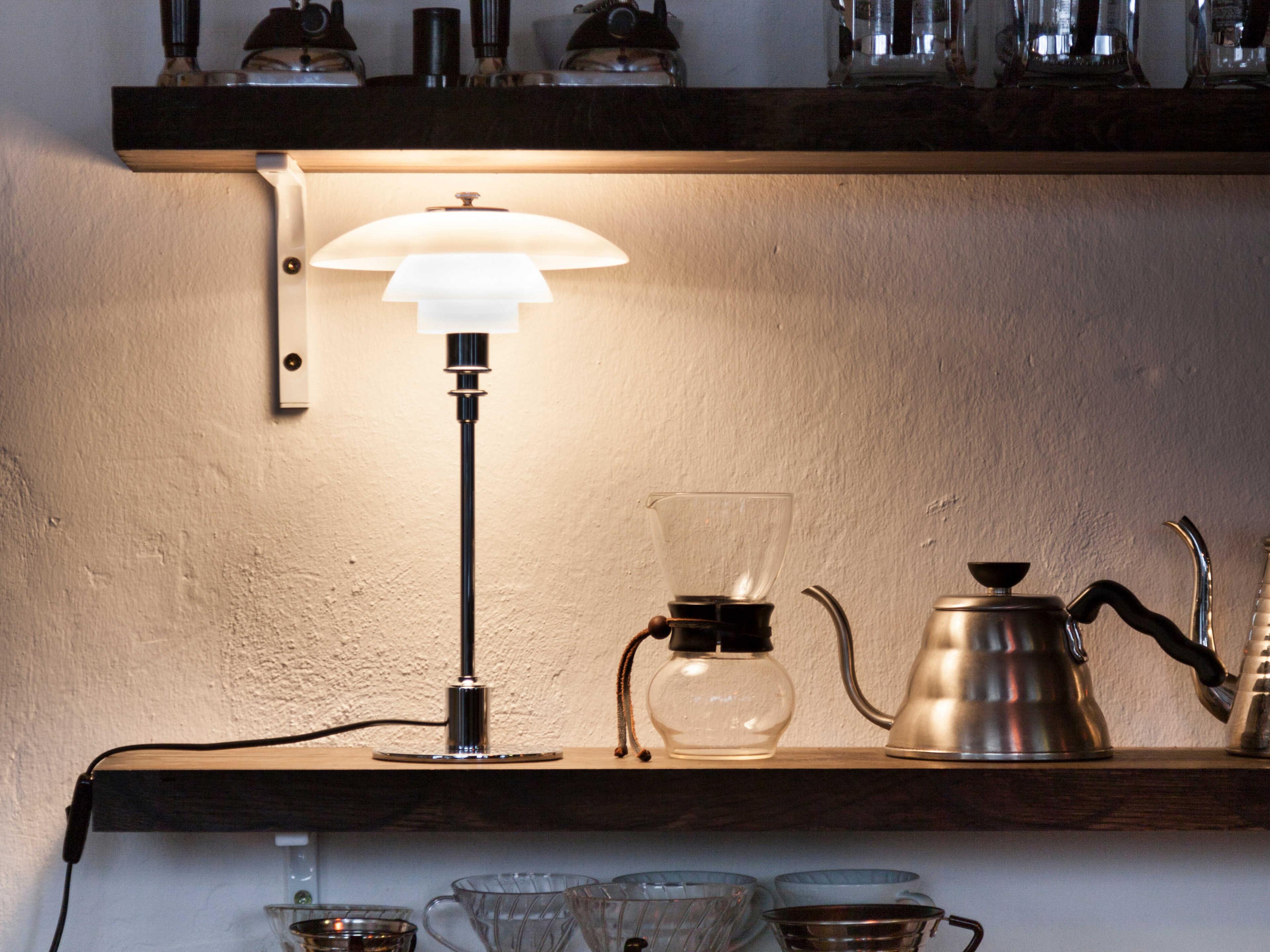 Louis Poulsen PH-2/1 Handblown White Opal Glass Table Lamp