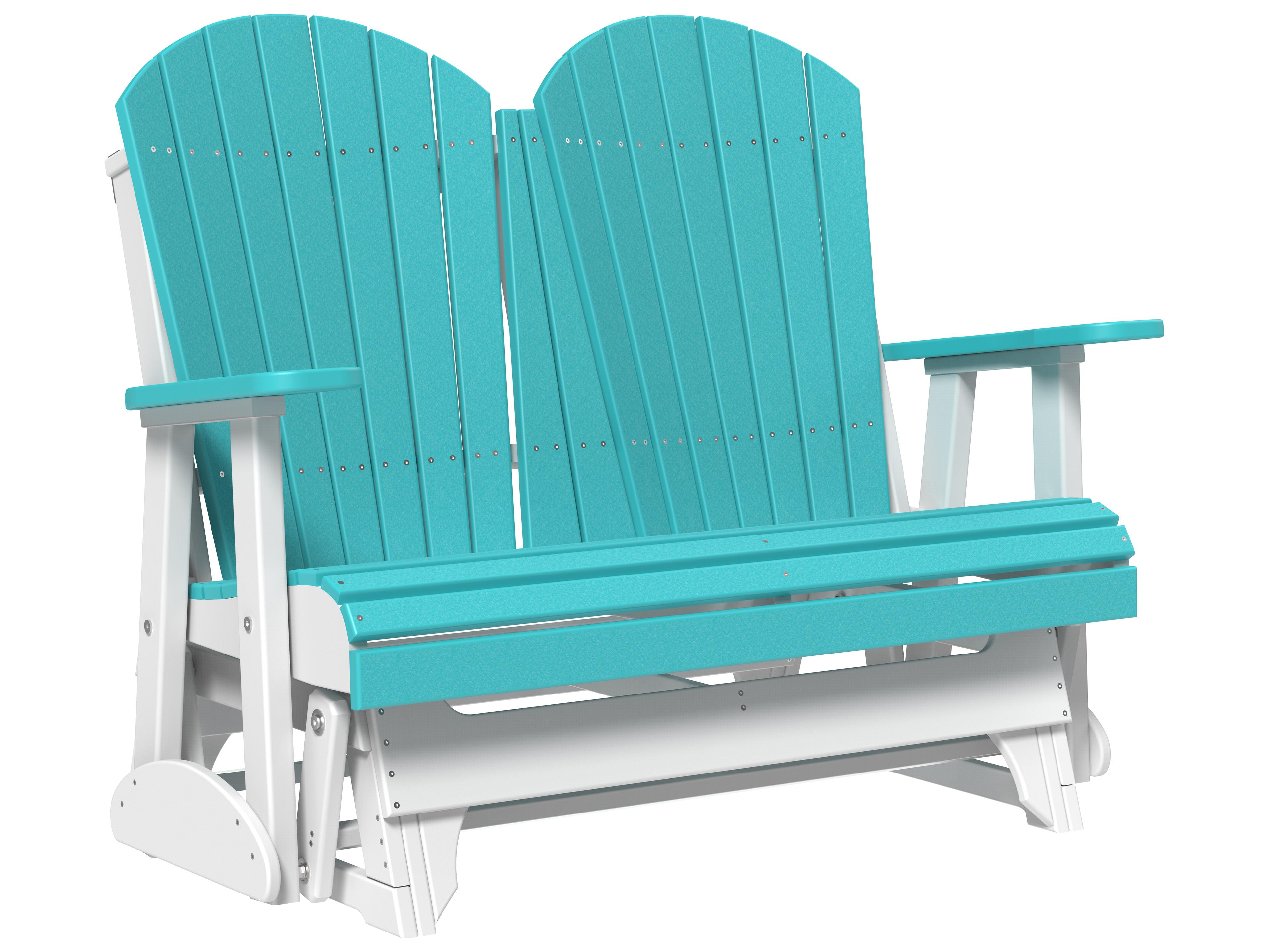 LuxCraft Recycled Plastic Adirondack Glider Outdoor Loveseat