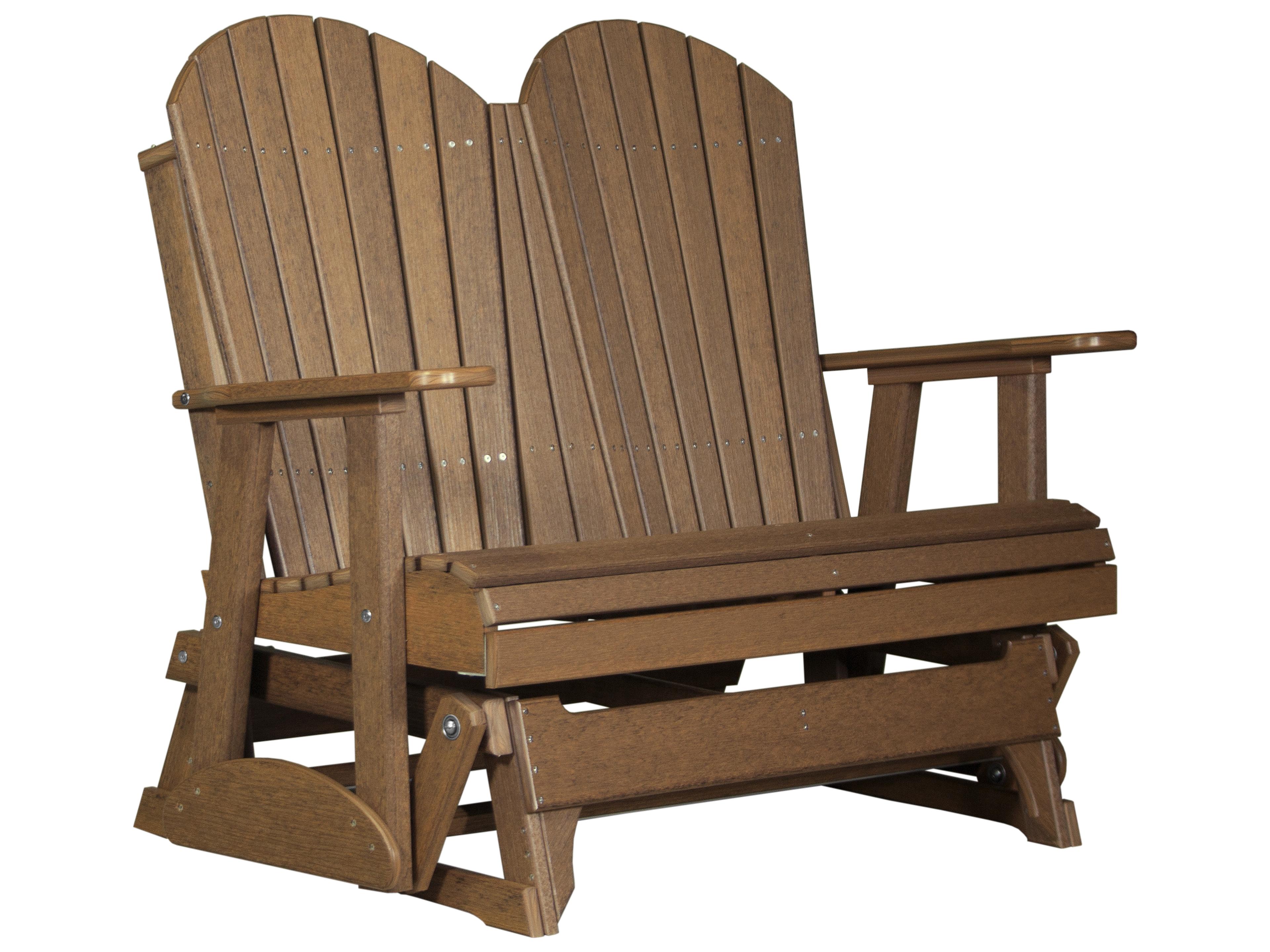 LuxCraft Recycled Plastic Adirondack Glider Outdoor Loveseat