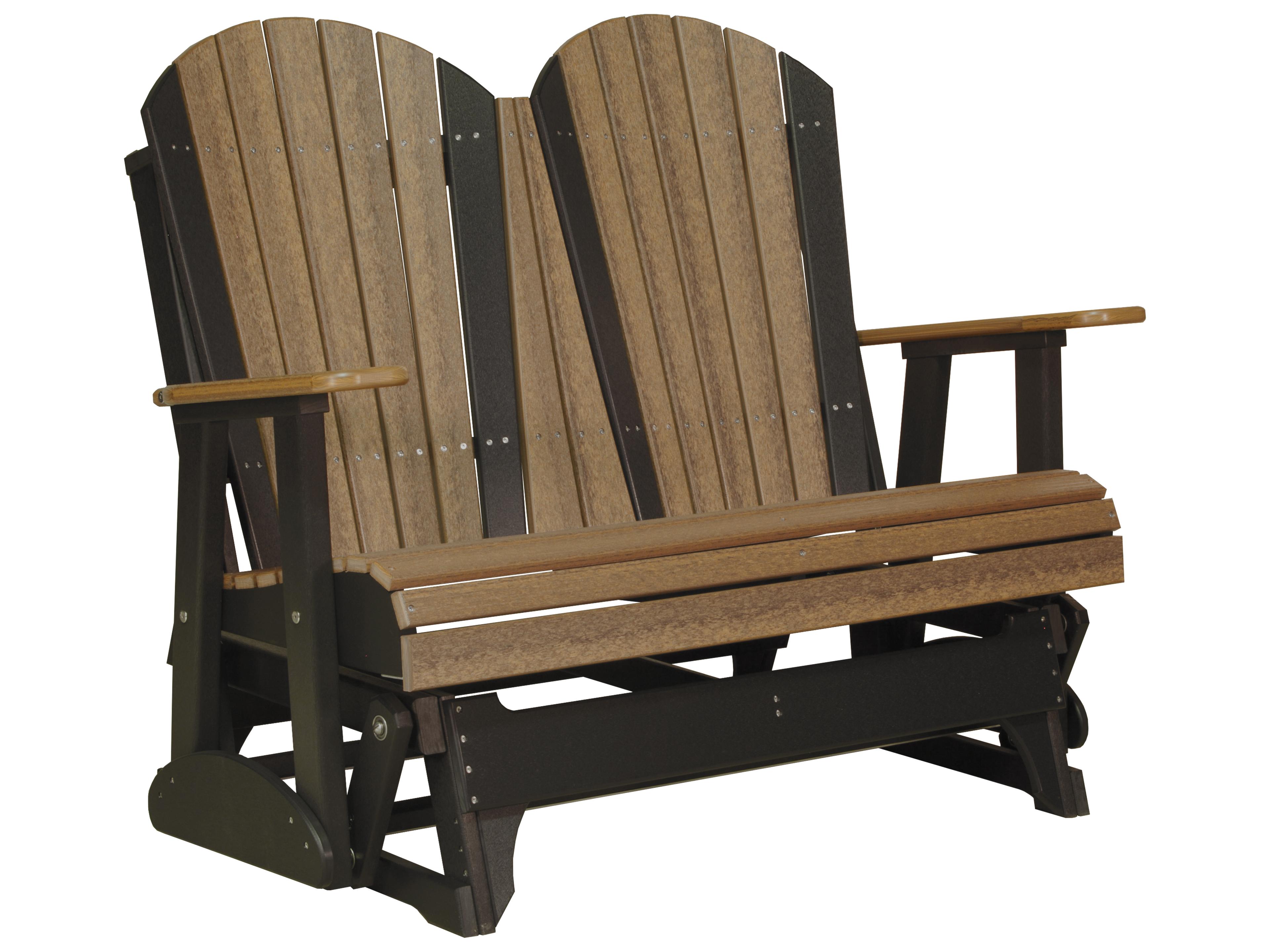 LuxCraft Recycled Plastic Adirondack Glider Outdoor Loveseat