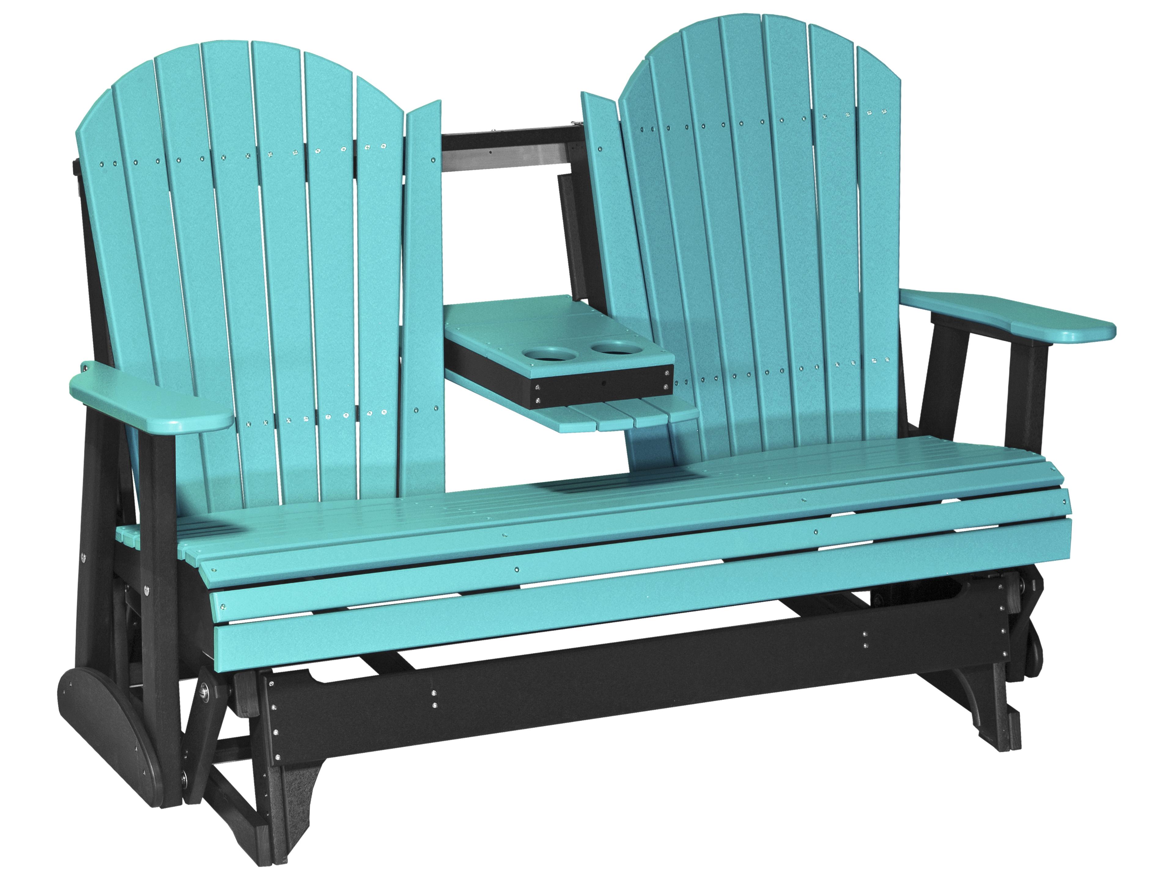 LuxCraft Recycled Plastic Adirondack Glider Outdoor Loveseat