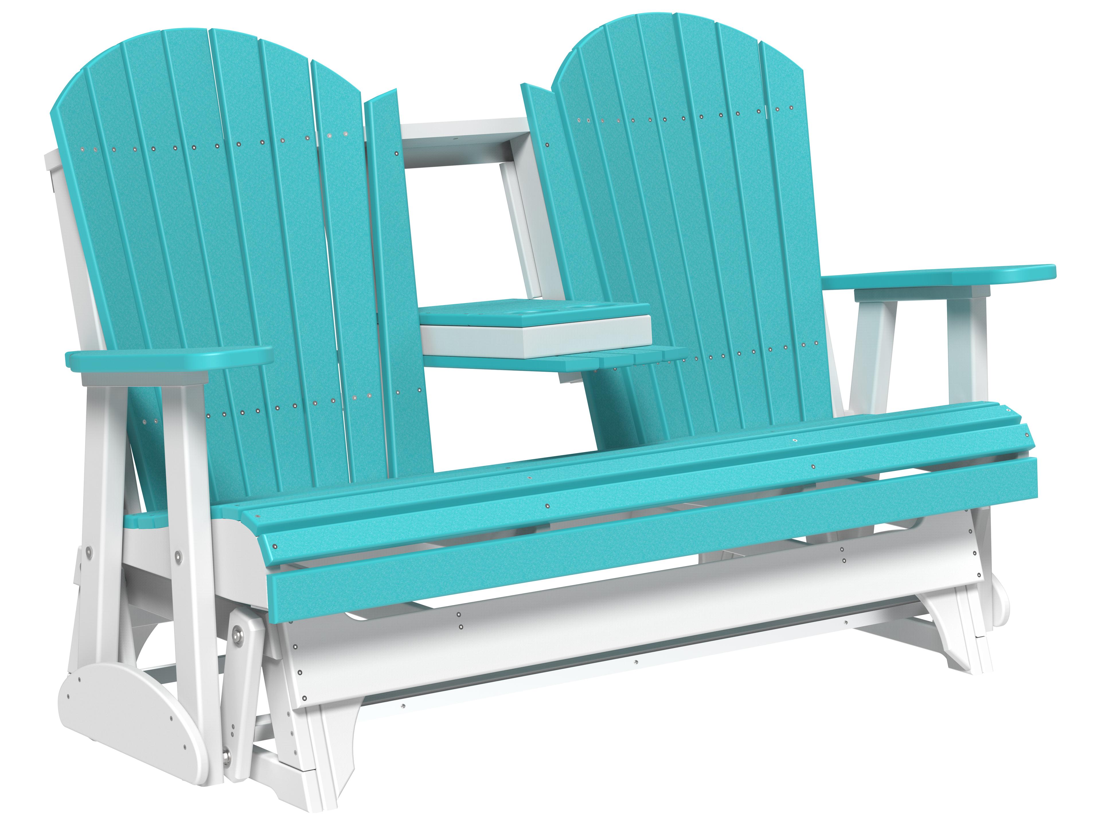 LuxCraft Recycled Plastic Adirondack Glider Outdoor Loveseat