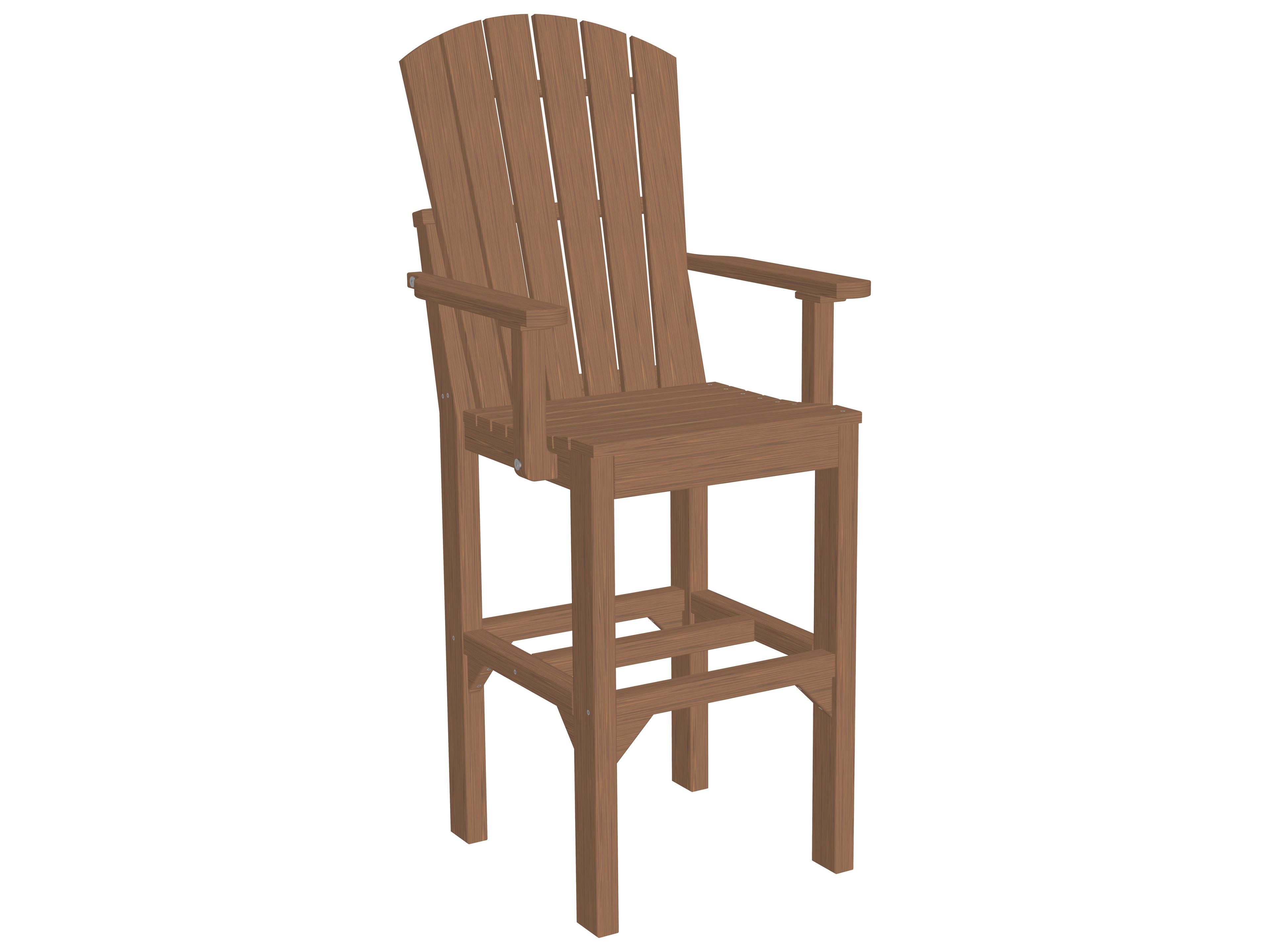 LuxCraft Recycled Plastic Adirondack Bar Height Arm Outdoor Patio Chair