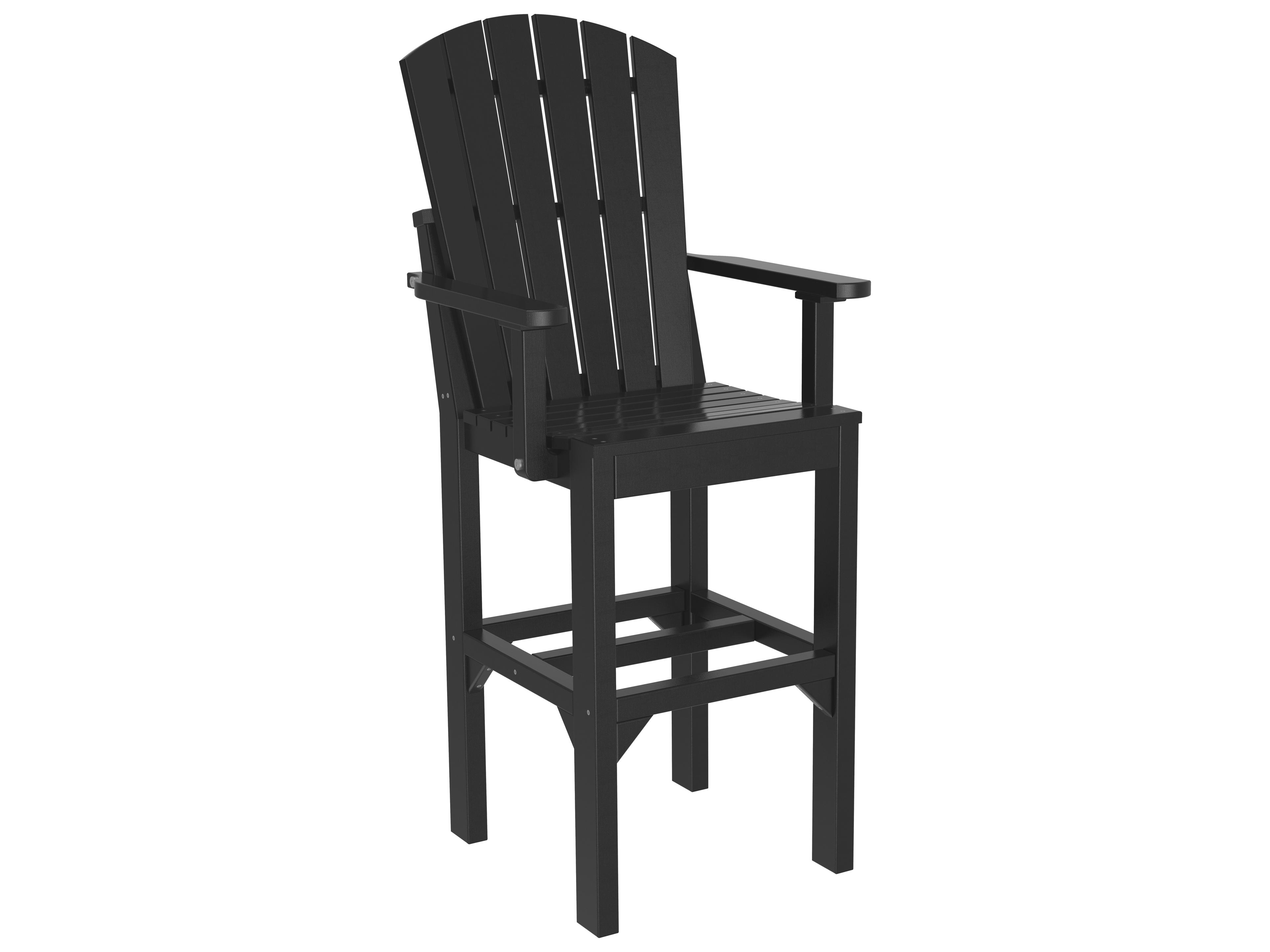 LuxCraft Recycled Plastic Adirondack Bar Height Arm Outdoor Patio Chair