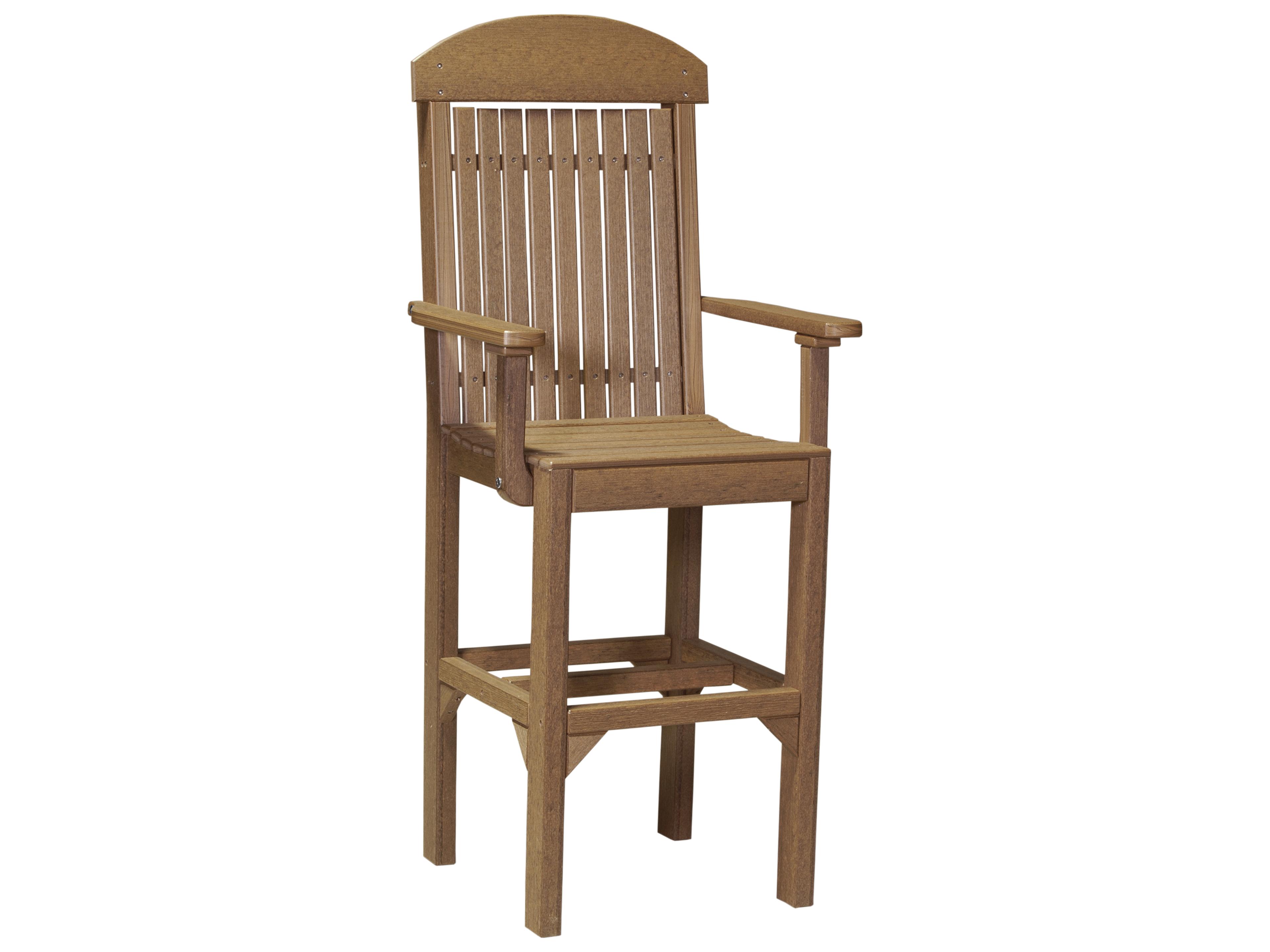 LuxCraft Recycled Plastic Classic Bar Height Arm Outdoor Chair