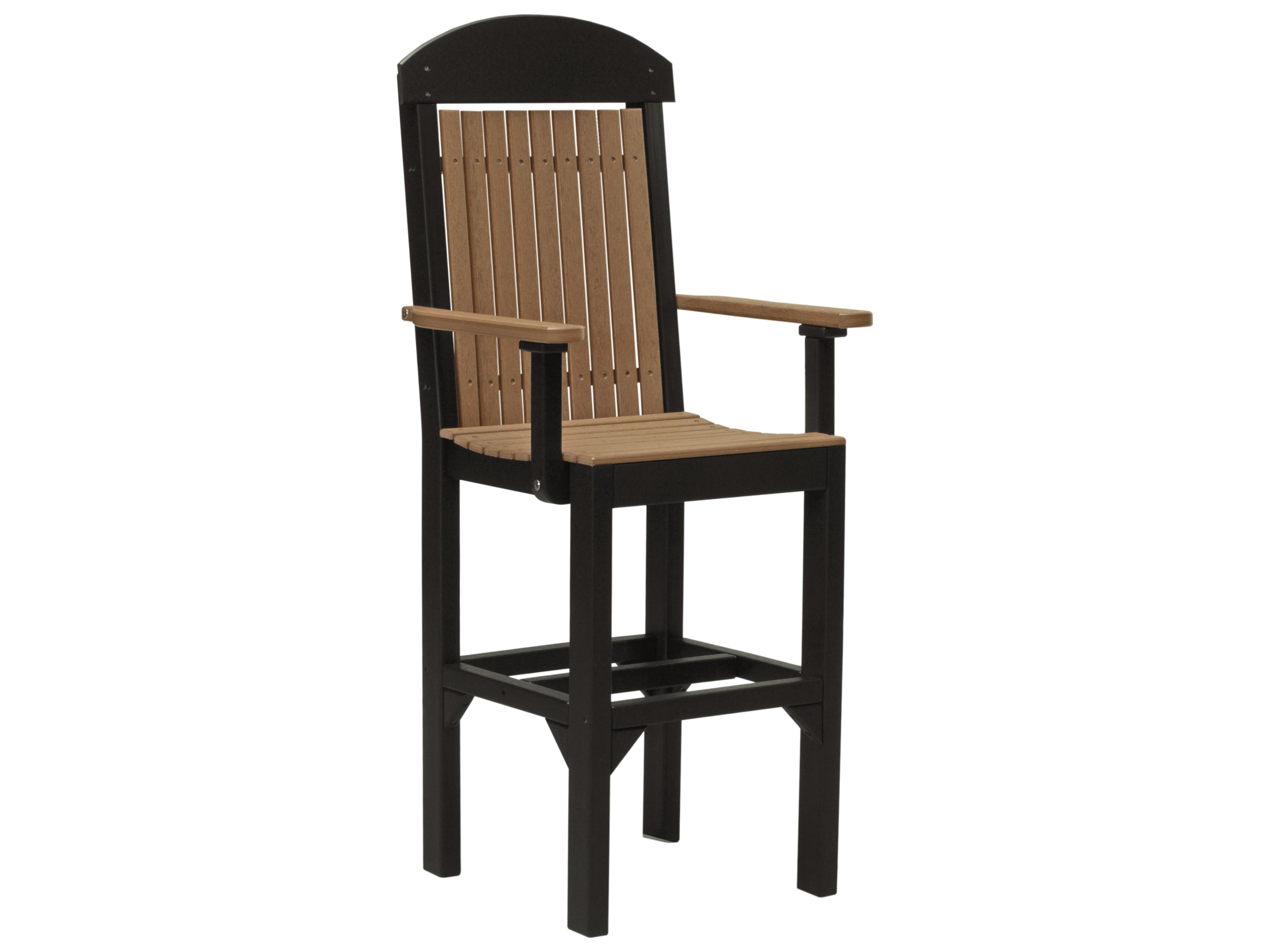 LuxCraft Recycled Plastic Classic Bar Height Arm Outdoor Chair