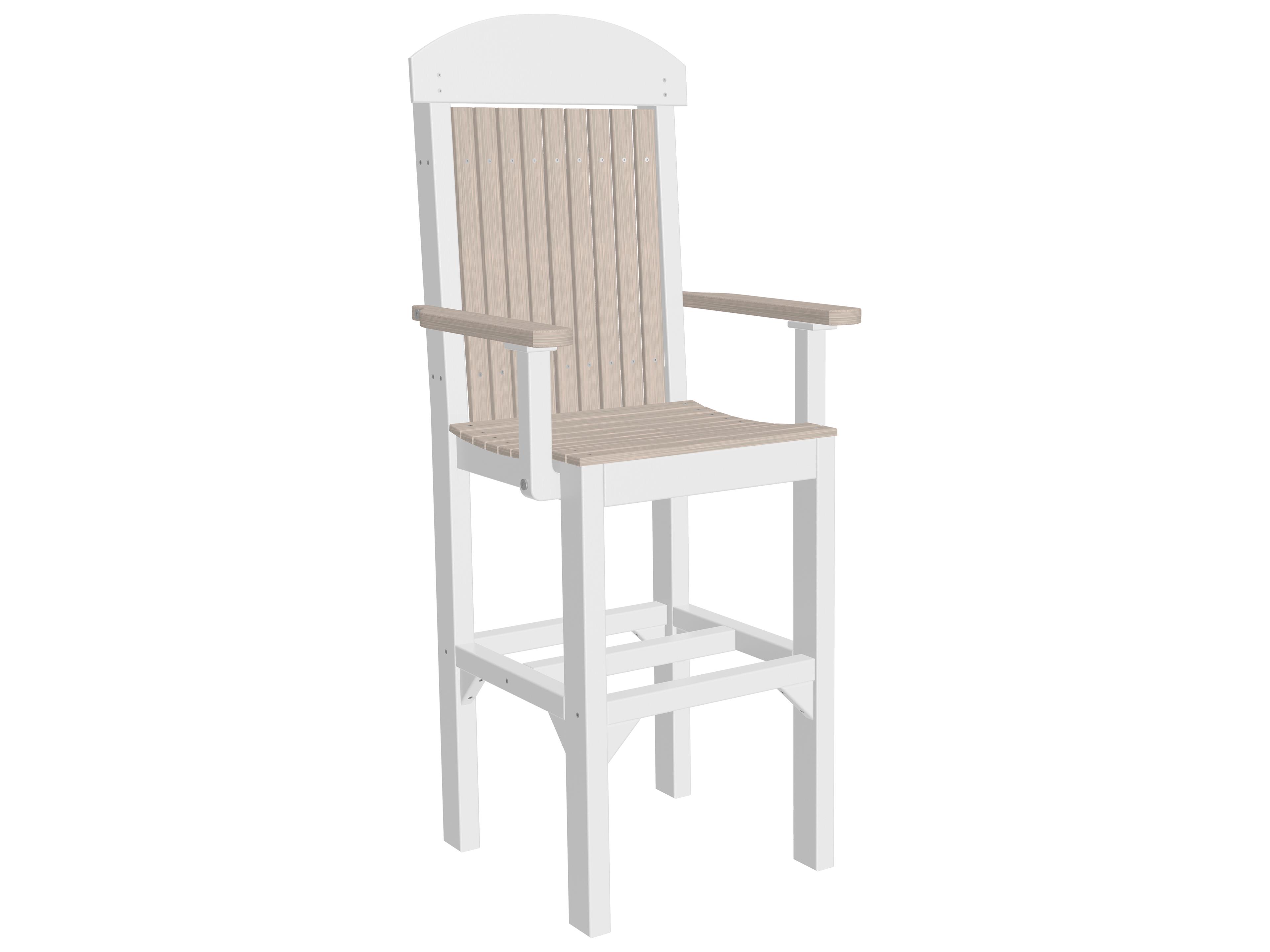 LuxCraft Recycled Plastic Classic Bar Height Arm Outdoor Chair