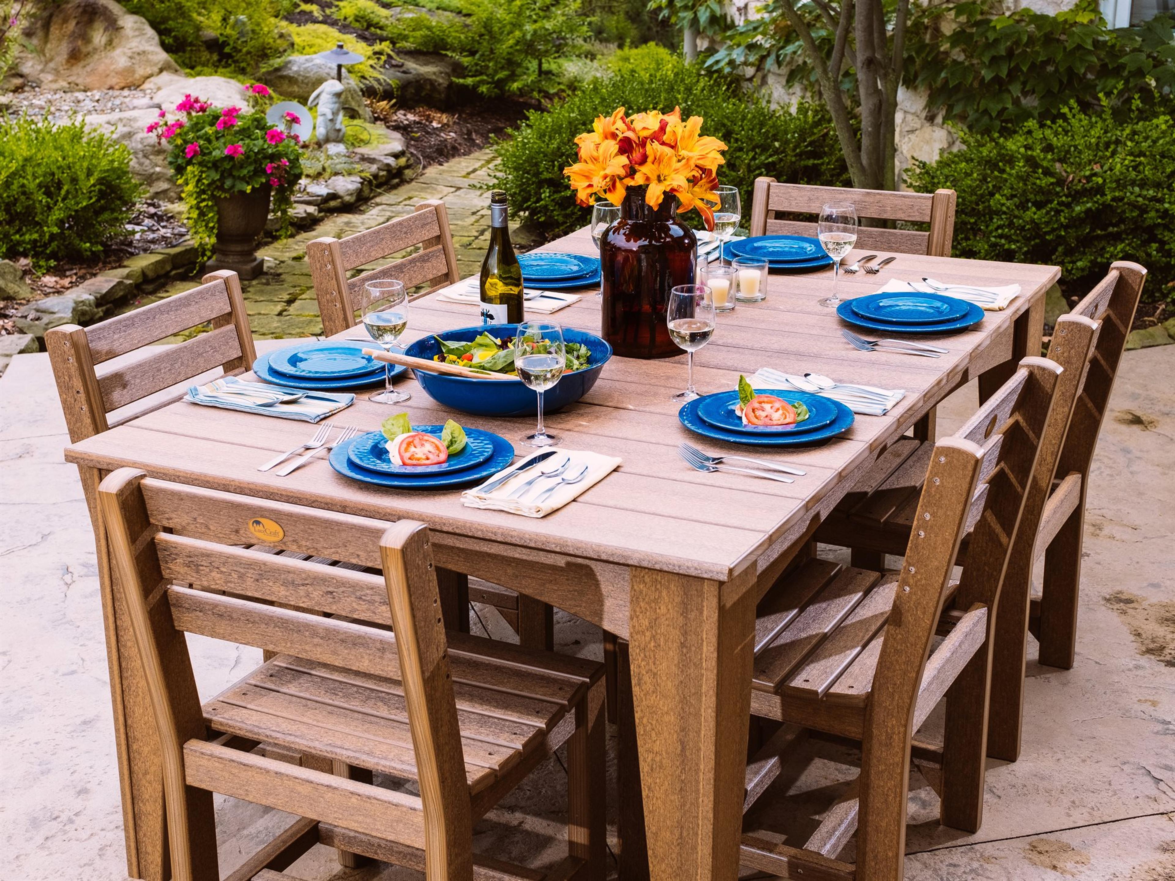 Recycled Plastic Island Table Patio Dining Set