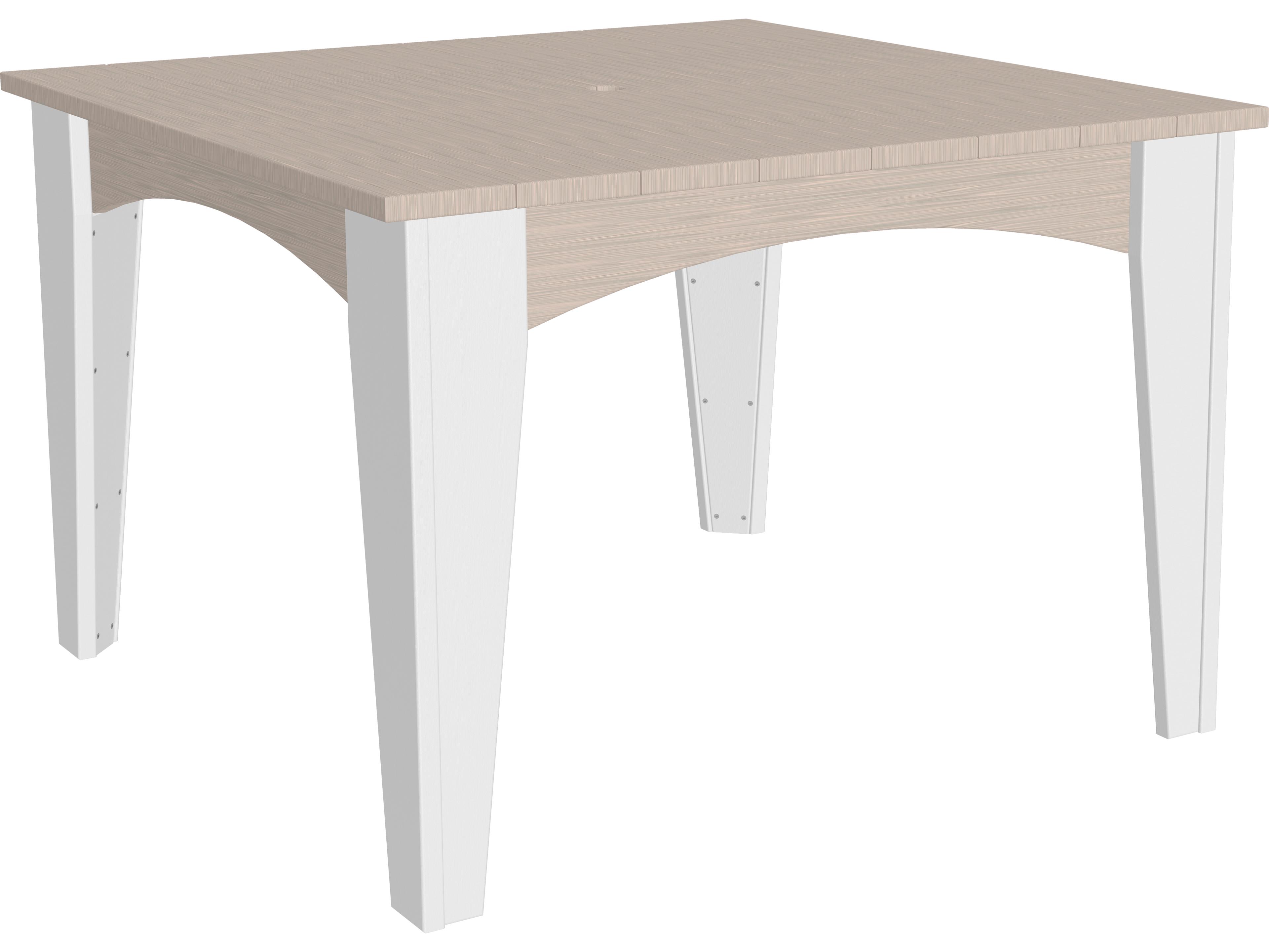 LuxCraft Recycled Plastic Square Island Patio Dining Table with Umbrella Hole