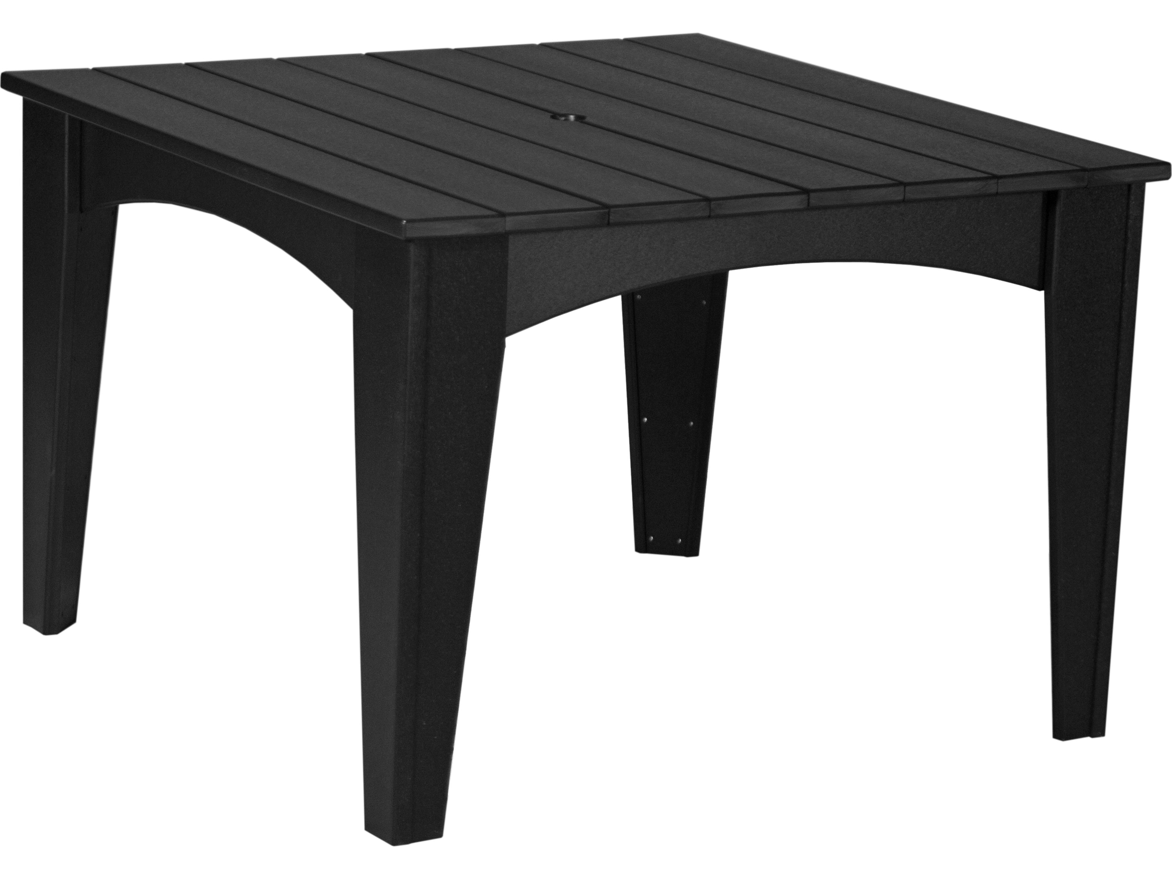 LuxCraft Recycled Plastic Square Island Patio Dining Table with Umbrella Hole