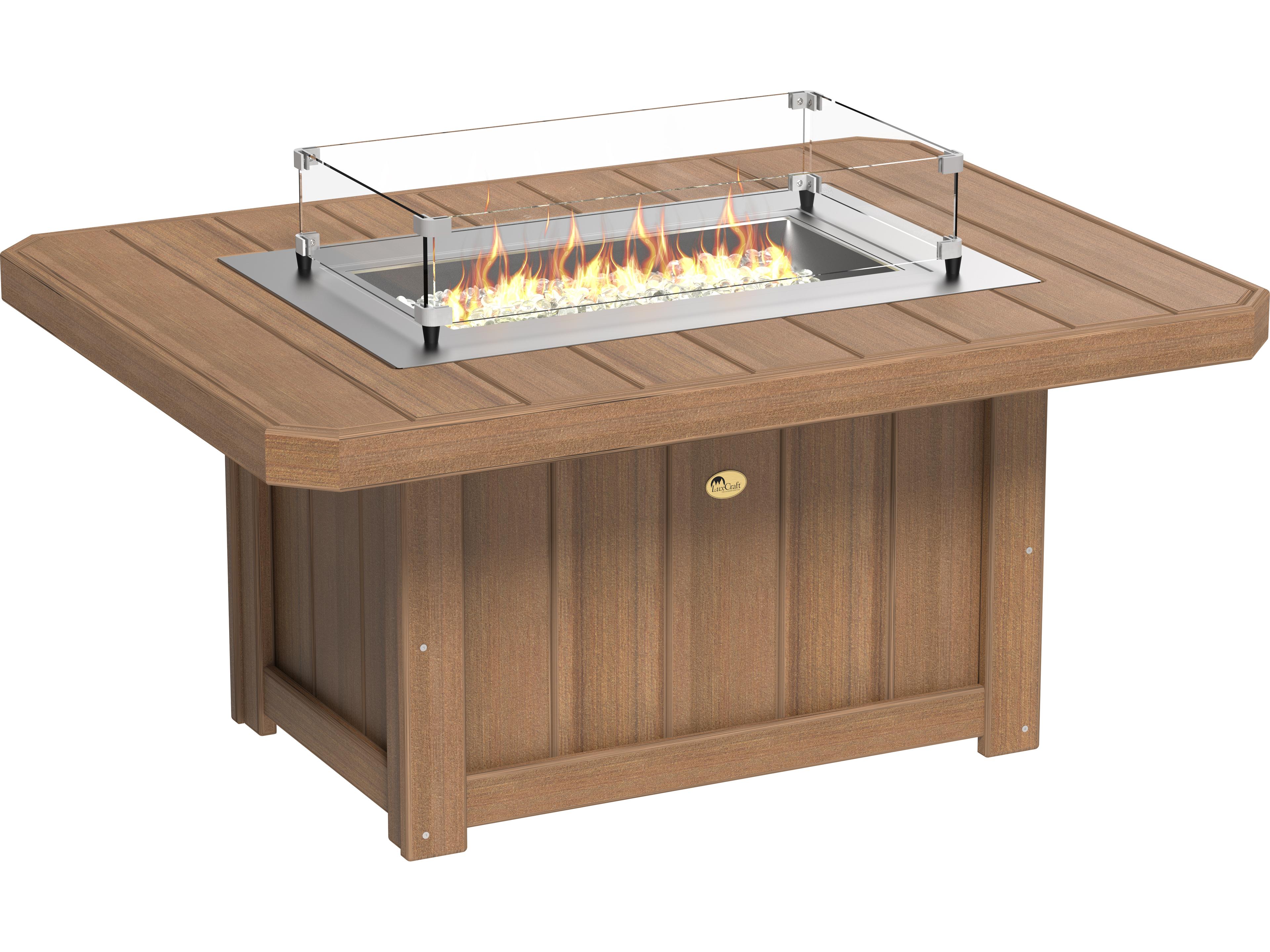 LuxCraft Recycled Plastic Lumin Rectangular Outdoor Fire Pit Table
