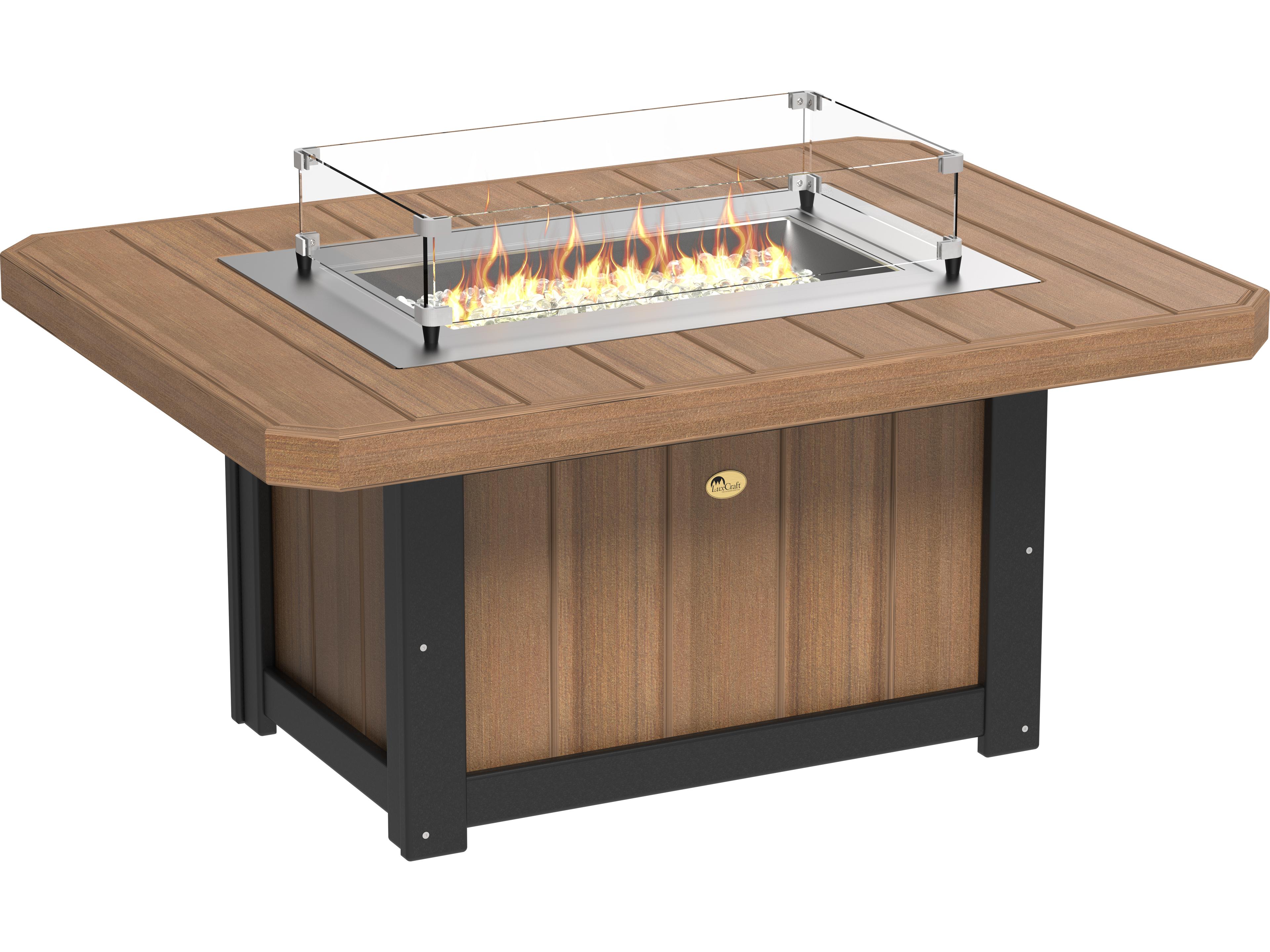 Recycled Plastic Lumin Rectangular Outdoor Fire Pit Table