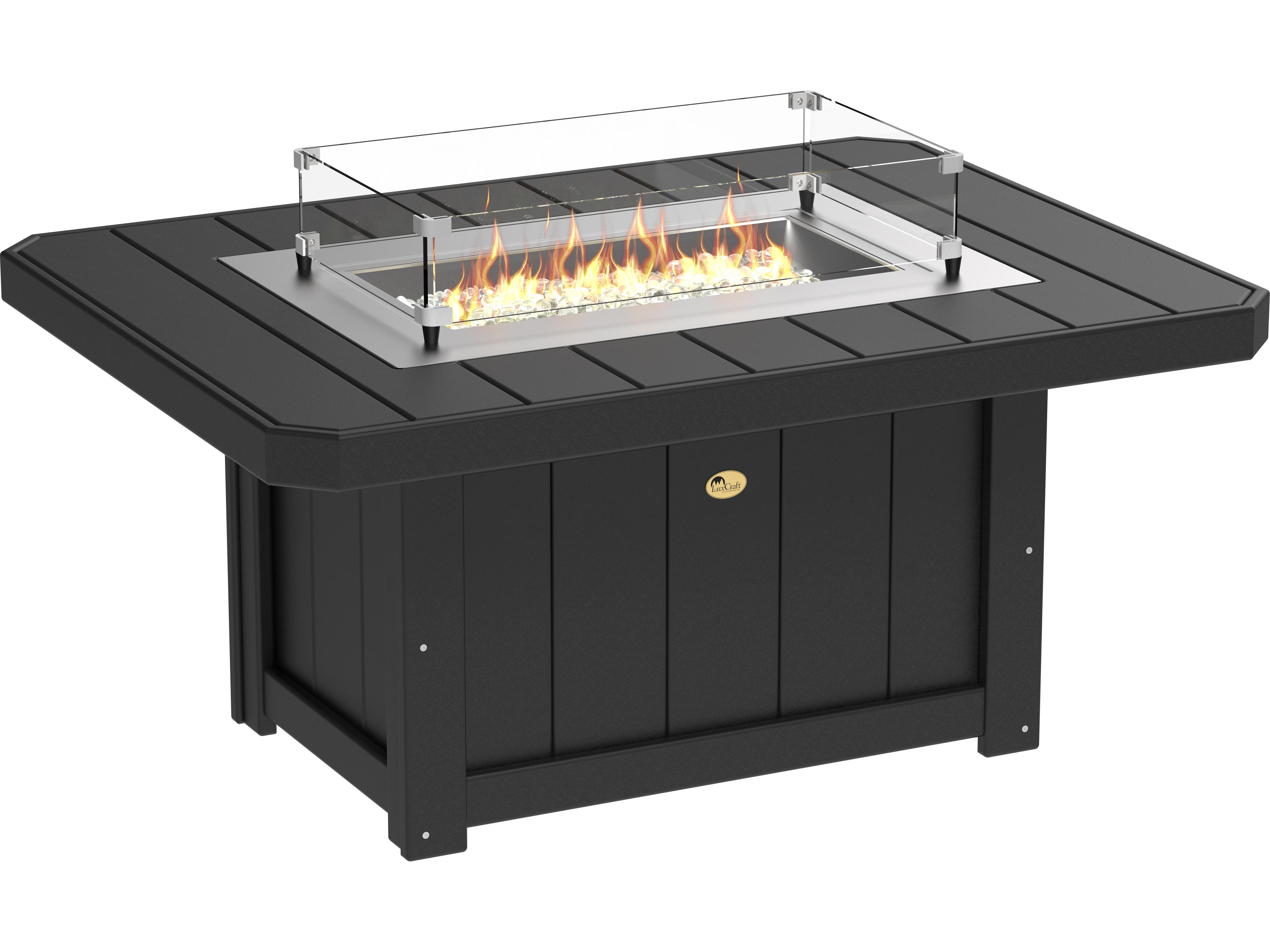 LuxCraft Recycled Plastic Lumin Rectangular Outdoor Fire Pit Table