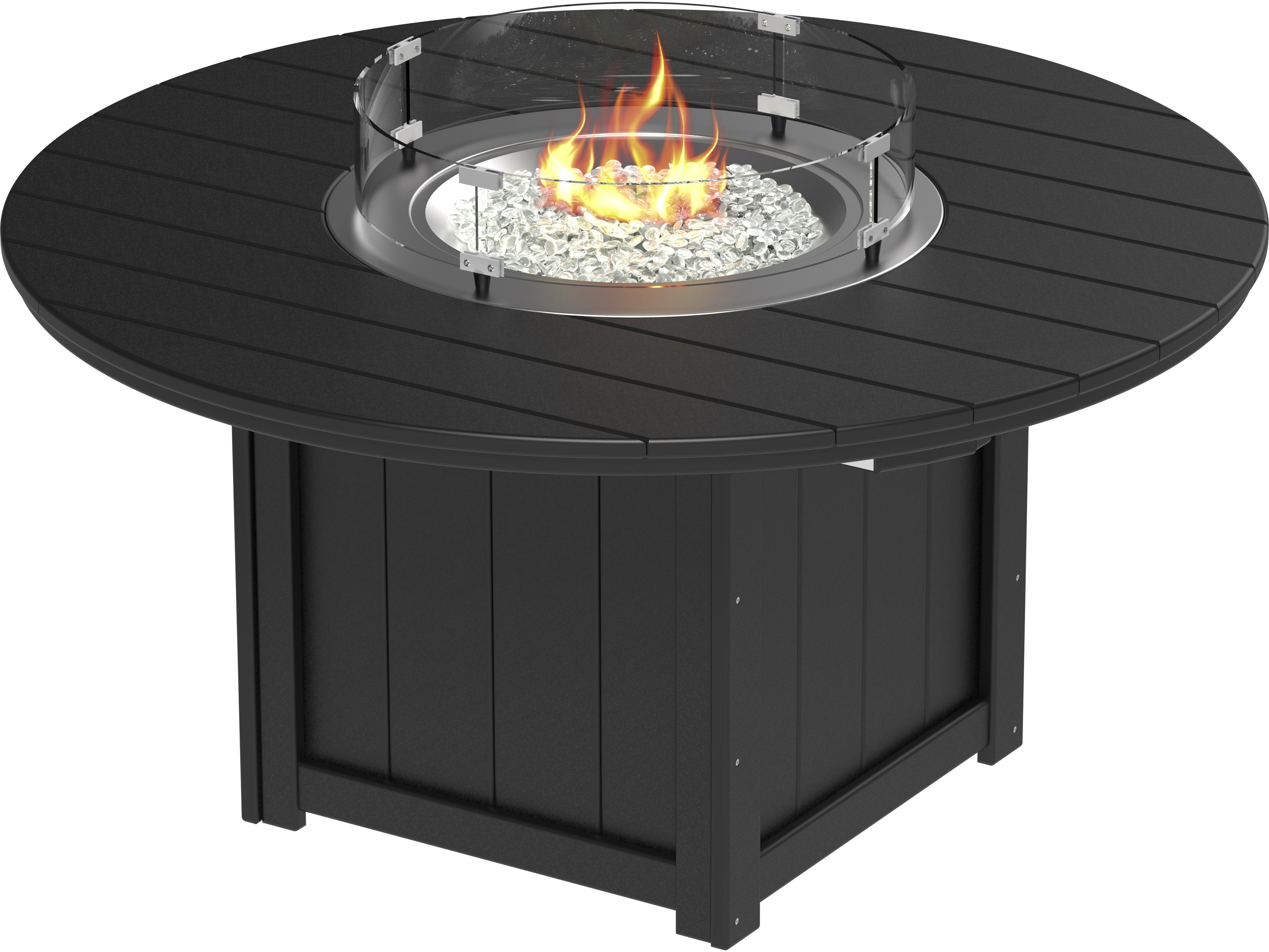 LuxCraft Recycled Plastic Lumin Round Counter Height Patio Fire Pit Table