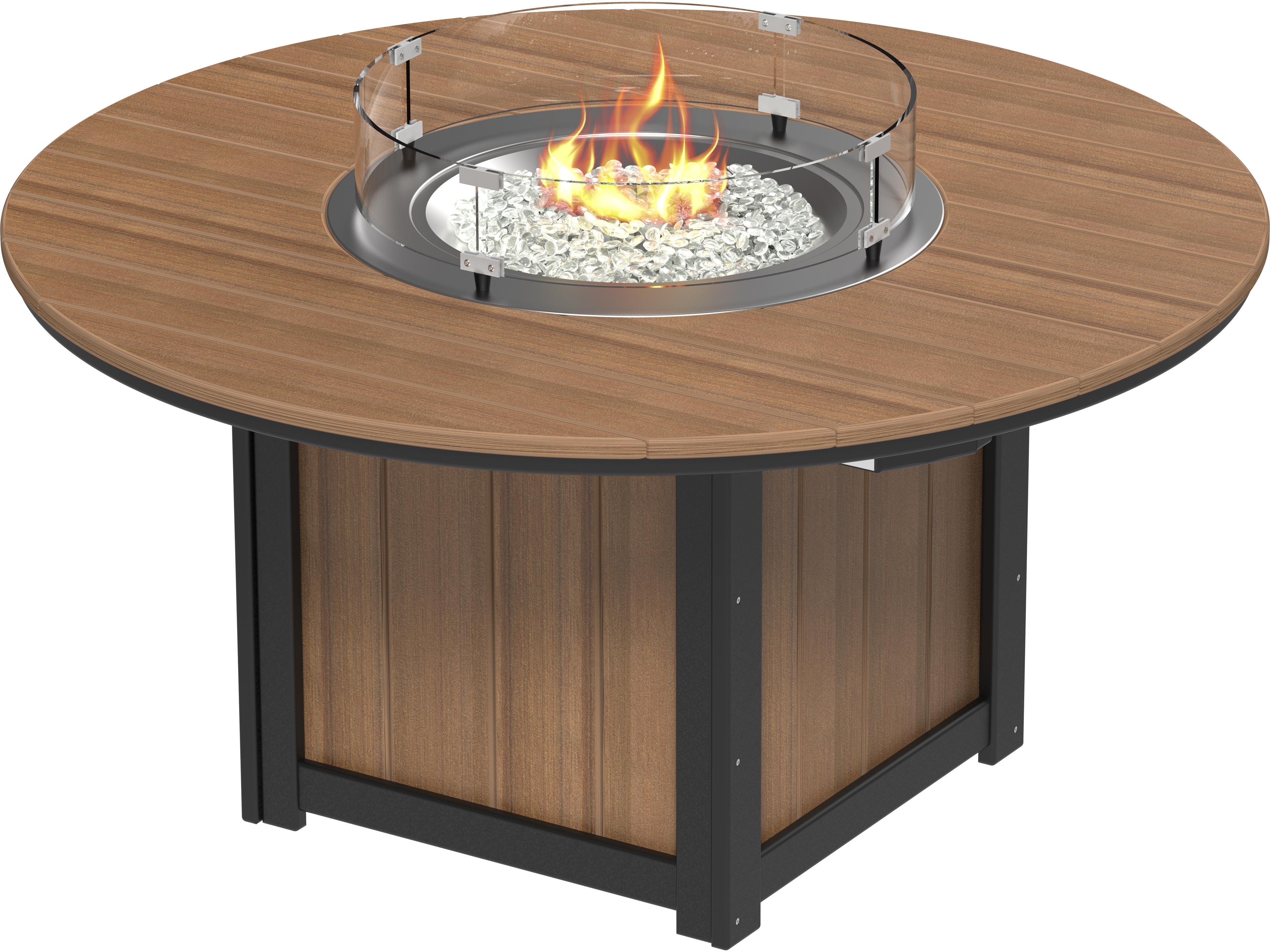 LuxCraft Recycled Plastic Lumin Round Dining Height Outdoor Fire Pit Table
