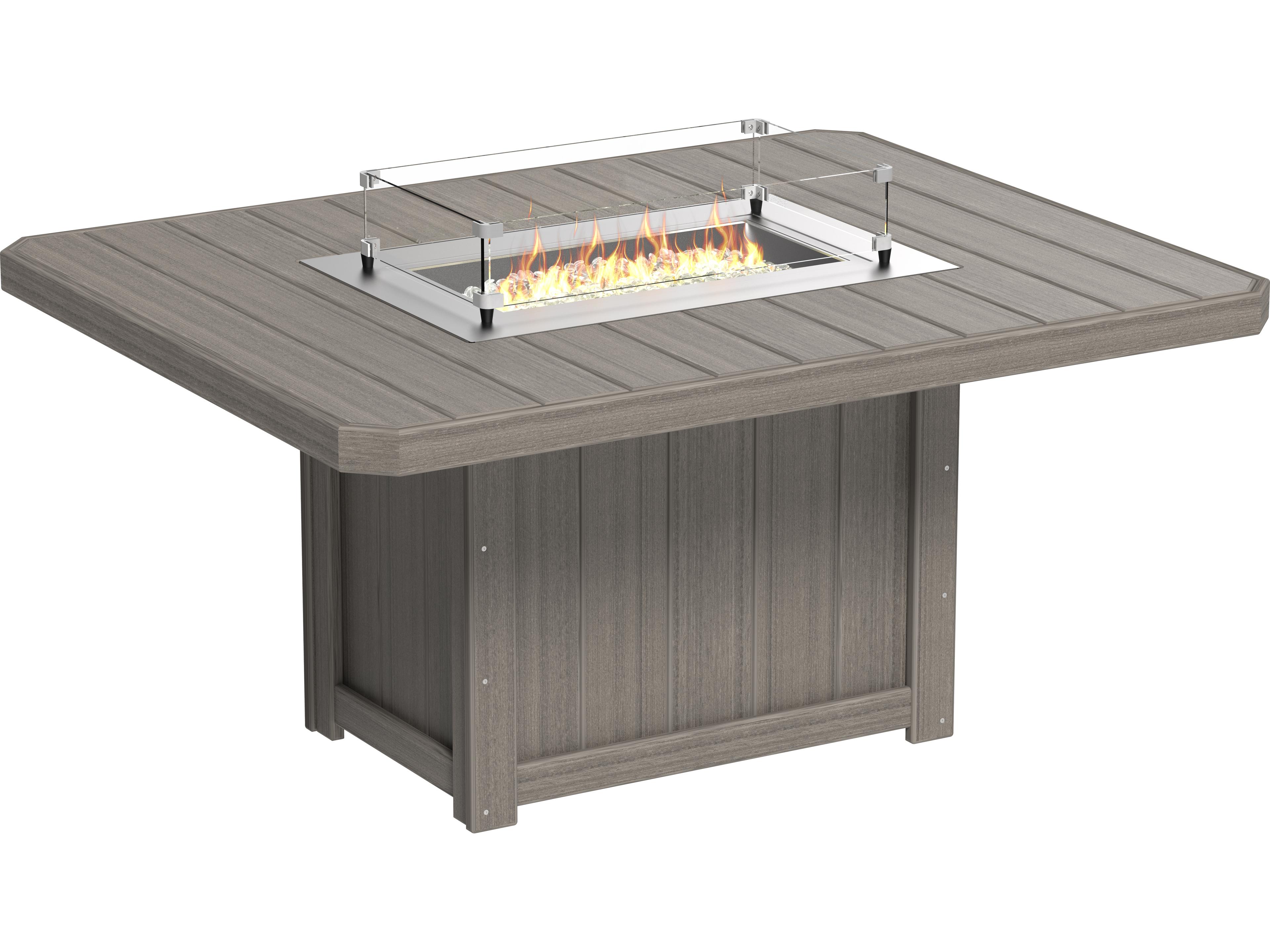 Recycled Plastic Lumin Rectangular Dining Height Outdoor Fire Pit Table