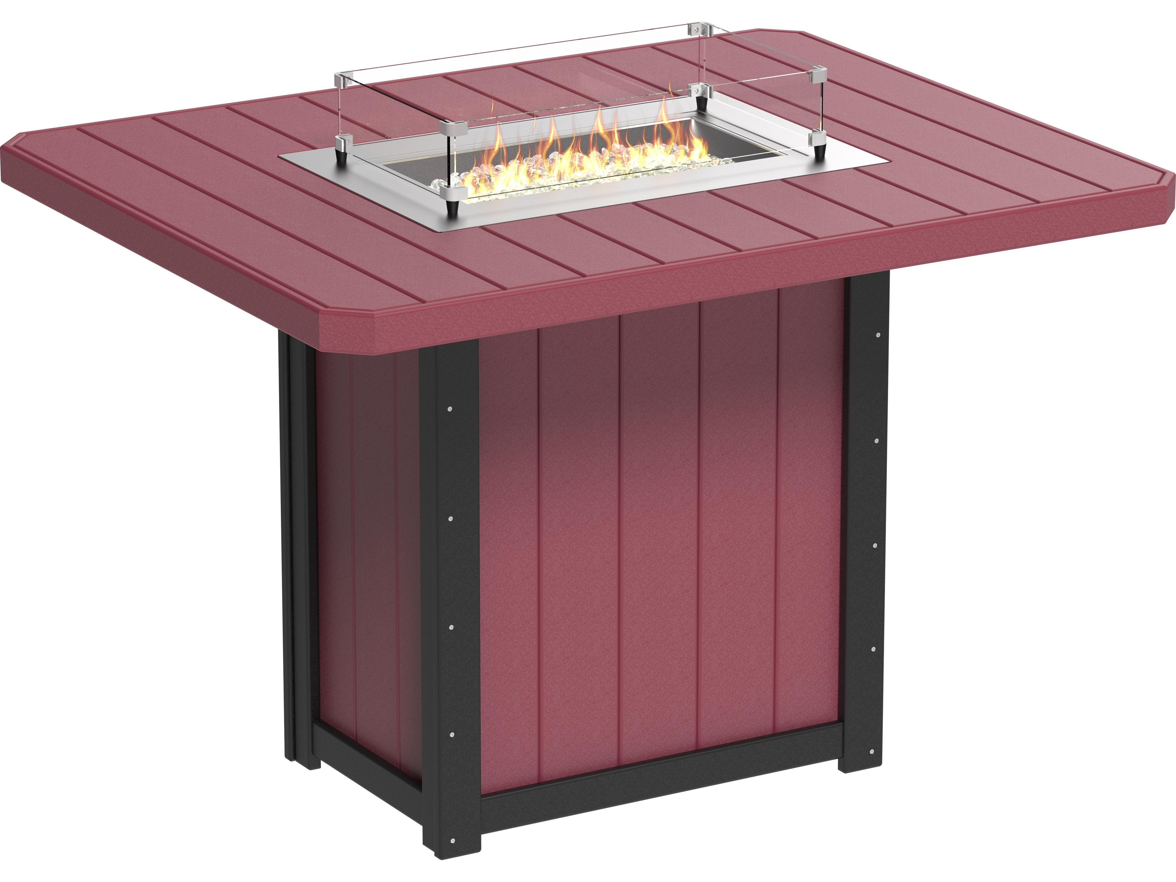 Recycled Plastic Lumin Rectangular Bar Height Outdoor Patio Fire Pit Table
