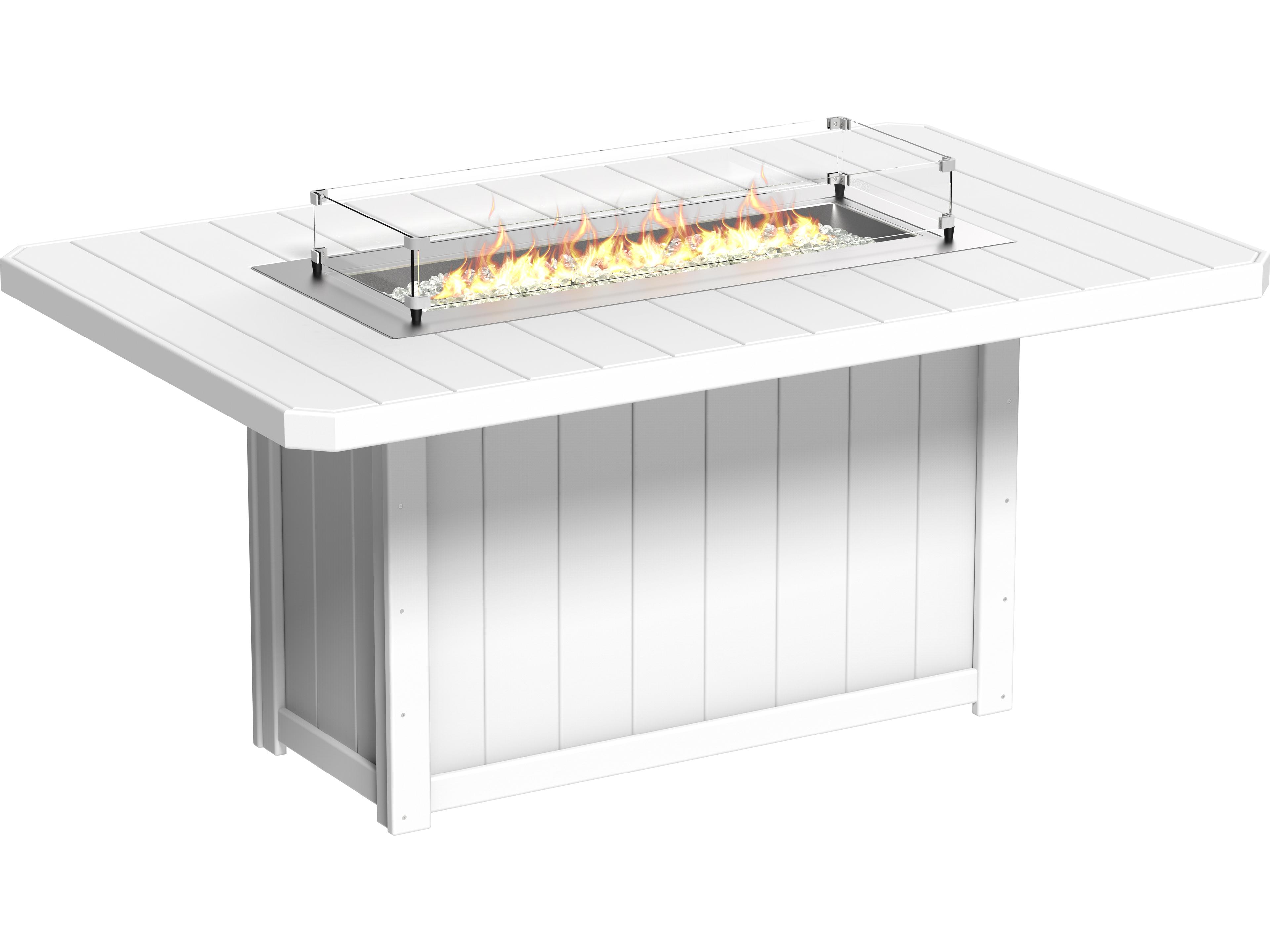 LuxCraft Recycled Plastic Lumin Rectangular Counter Height Patio Fire Pit Table