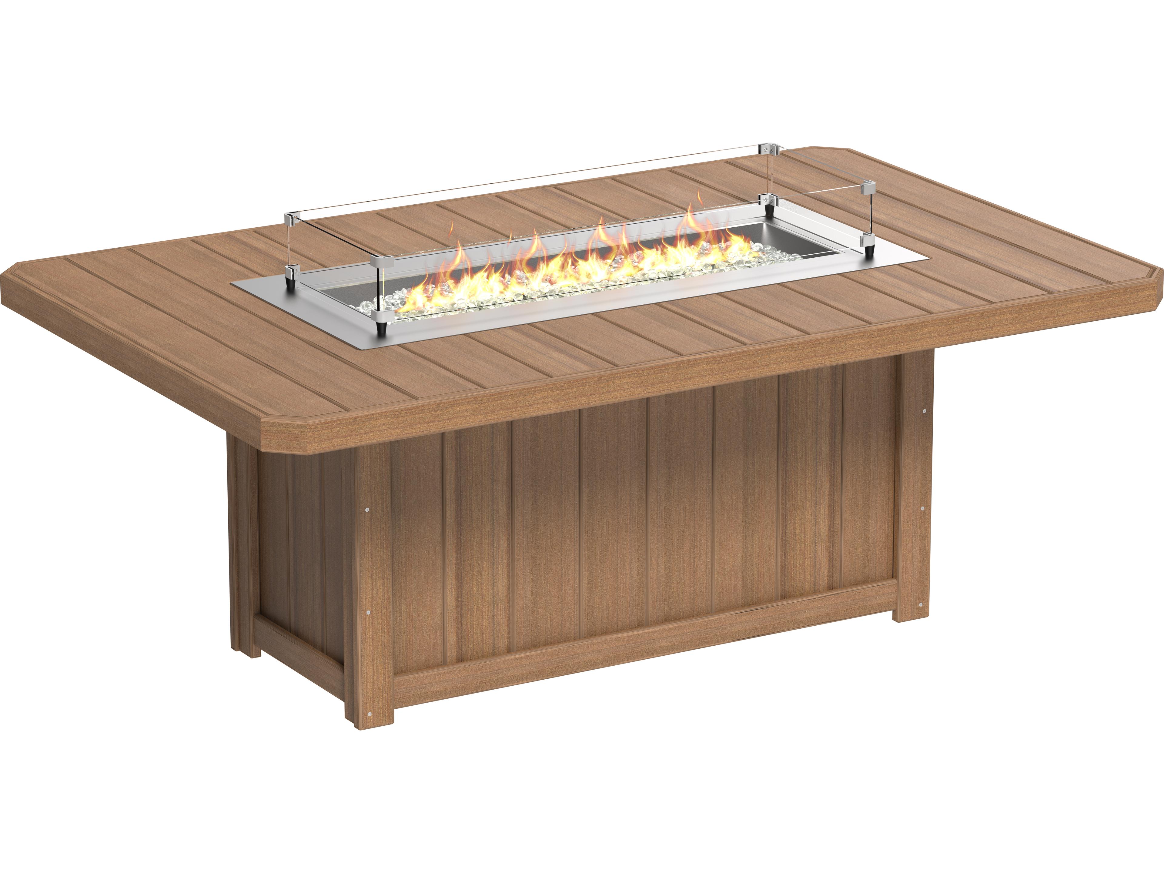 Recycled Plastic Lumin Rectangular Dining Height Outdoor Fire Pit Table