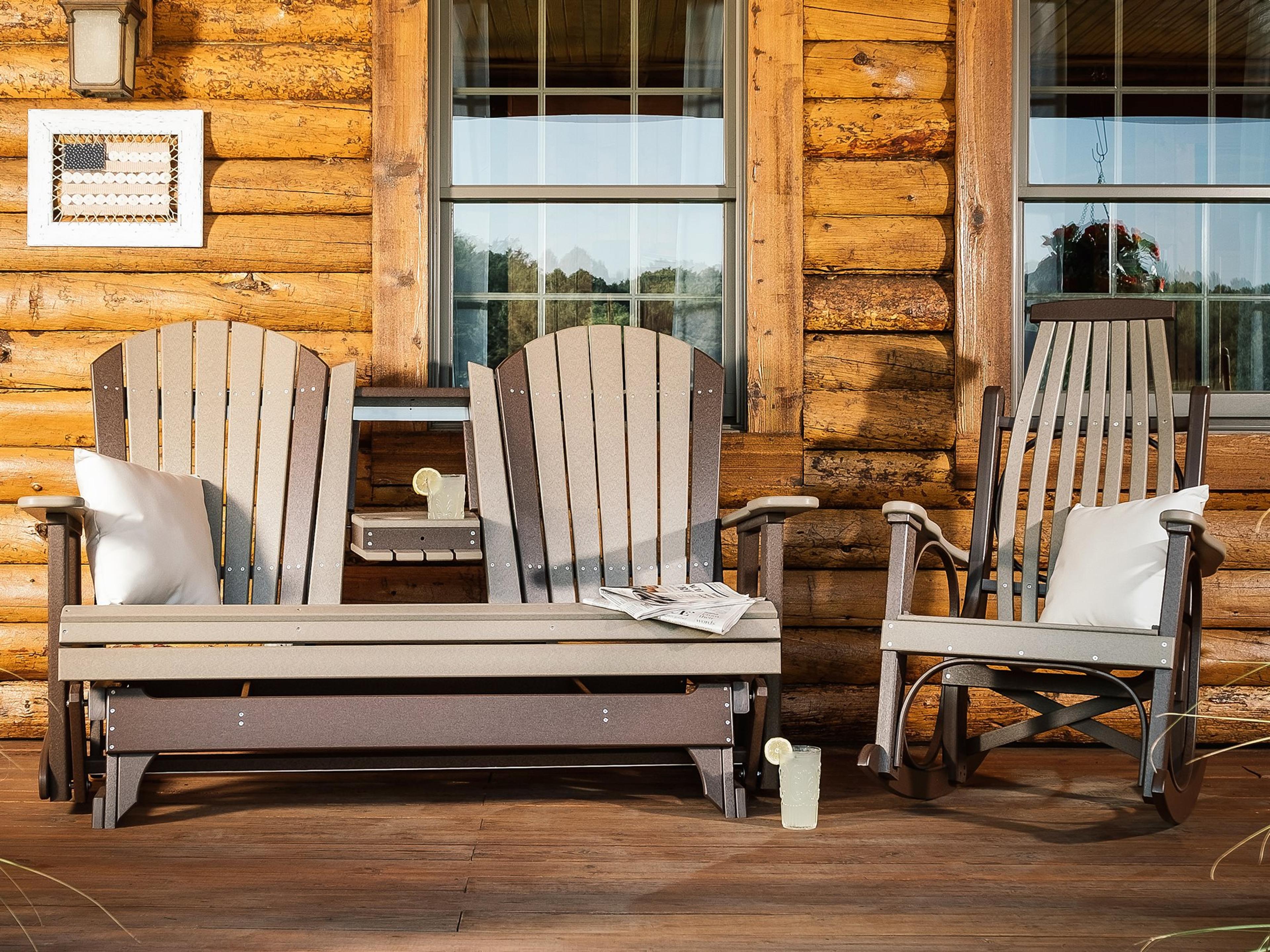 Recycled Plastic Adirondack Poly Glider Outdoor Patio Lounge Set