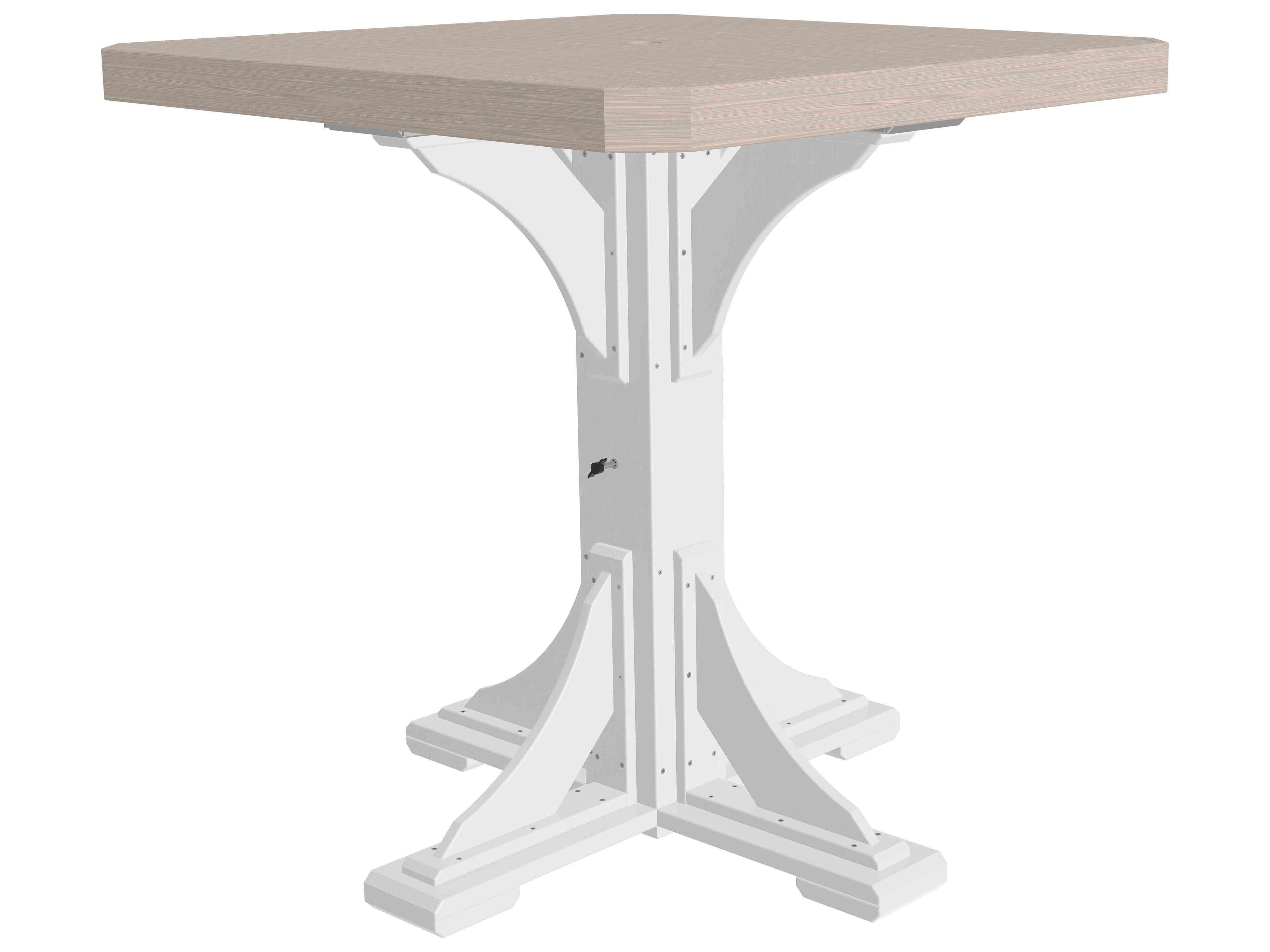 LuxCraft Recycled Plastic Square Outdoor Bar Height Table with Umbrella Hole