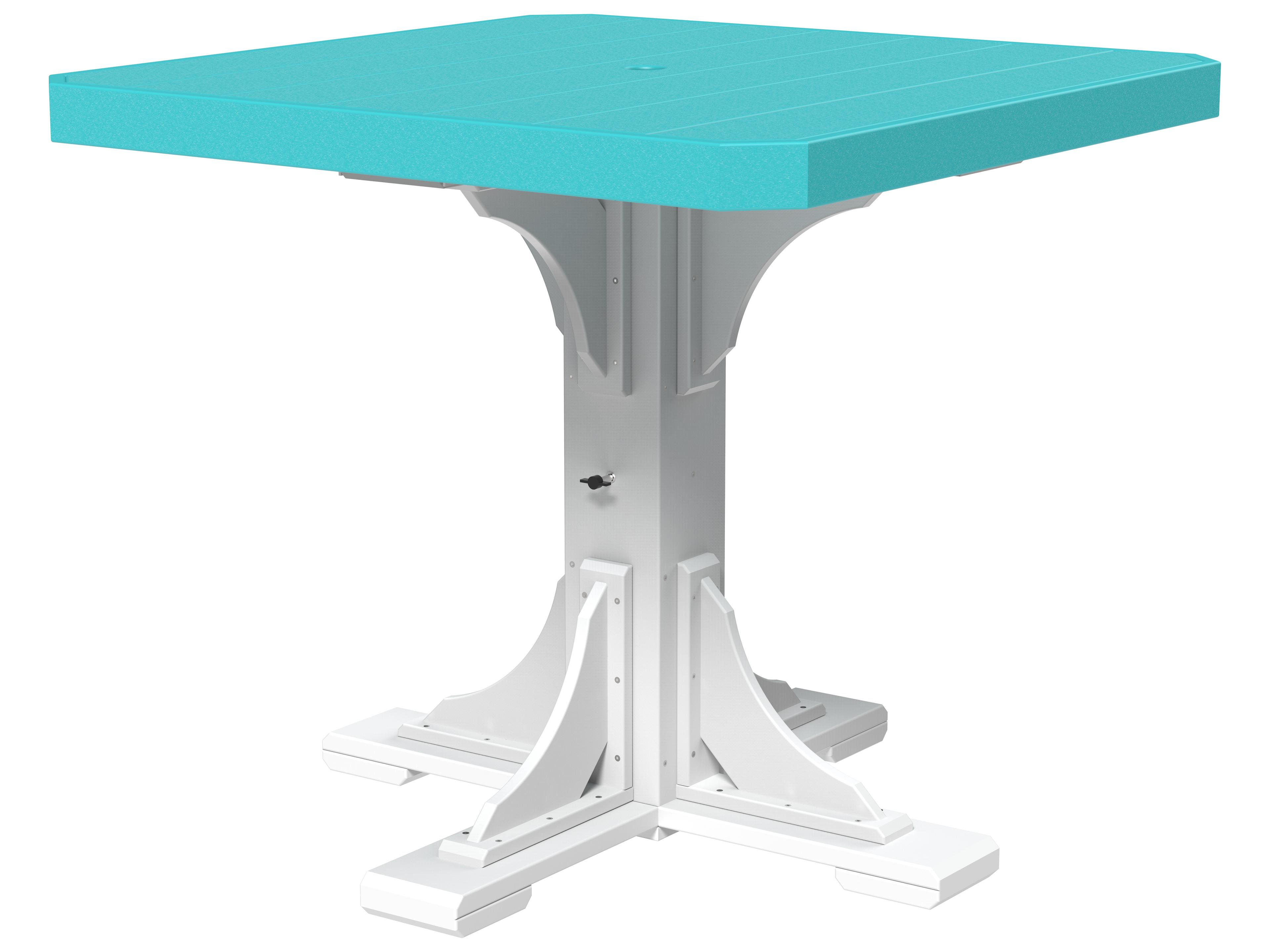 Recycled Plastic Square Patio Counter Height Table with Umbrella Hole