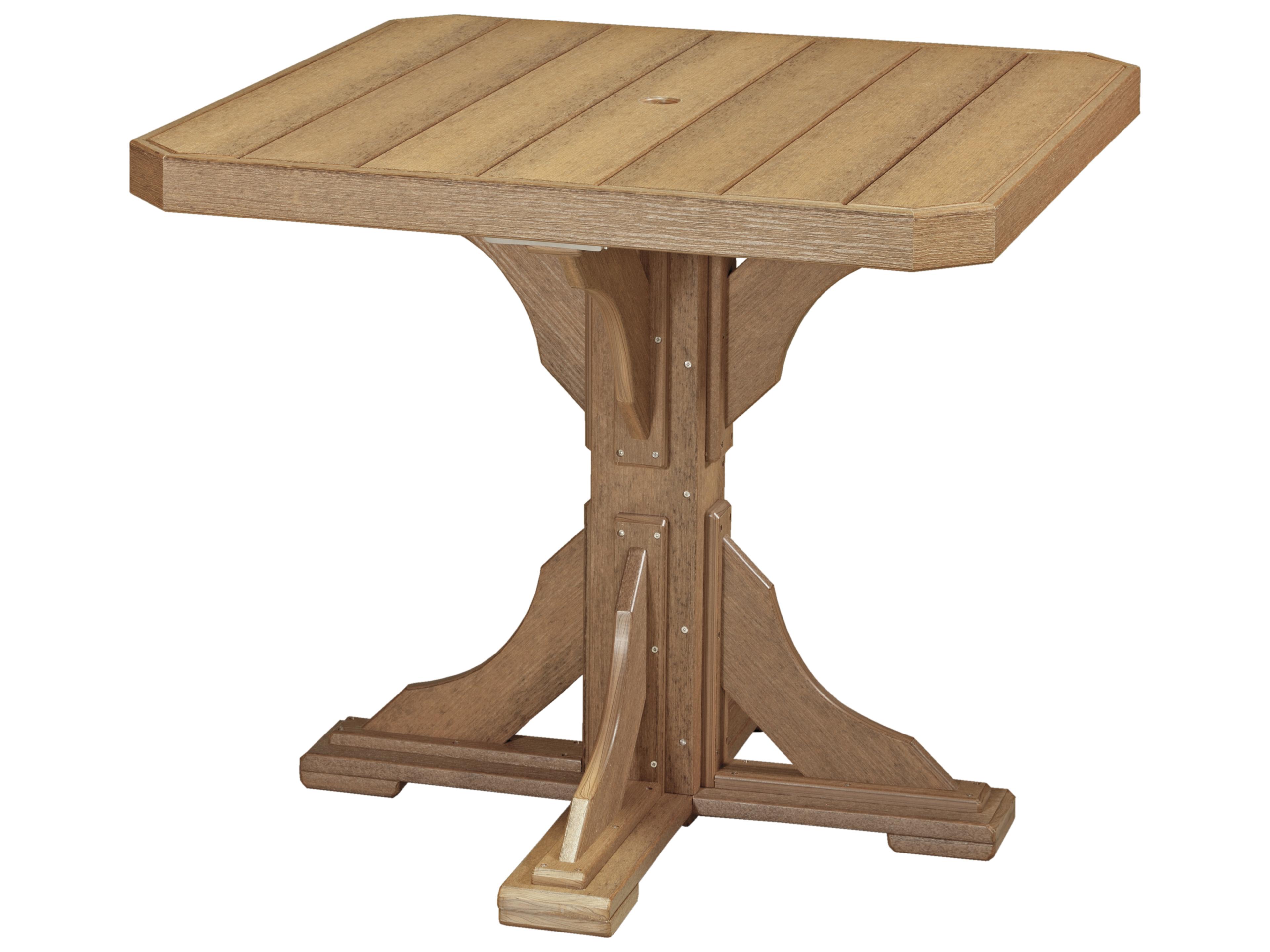 LuxCraft Recycled Plastic Square Patio Counter Height Table with Umbrella Hole