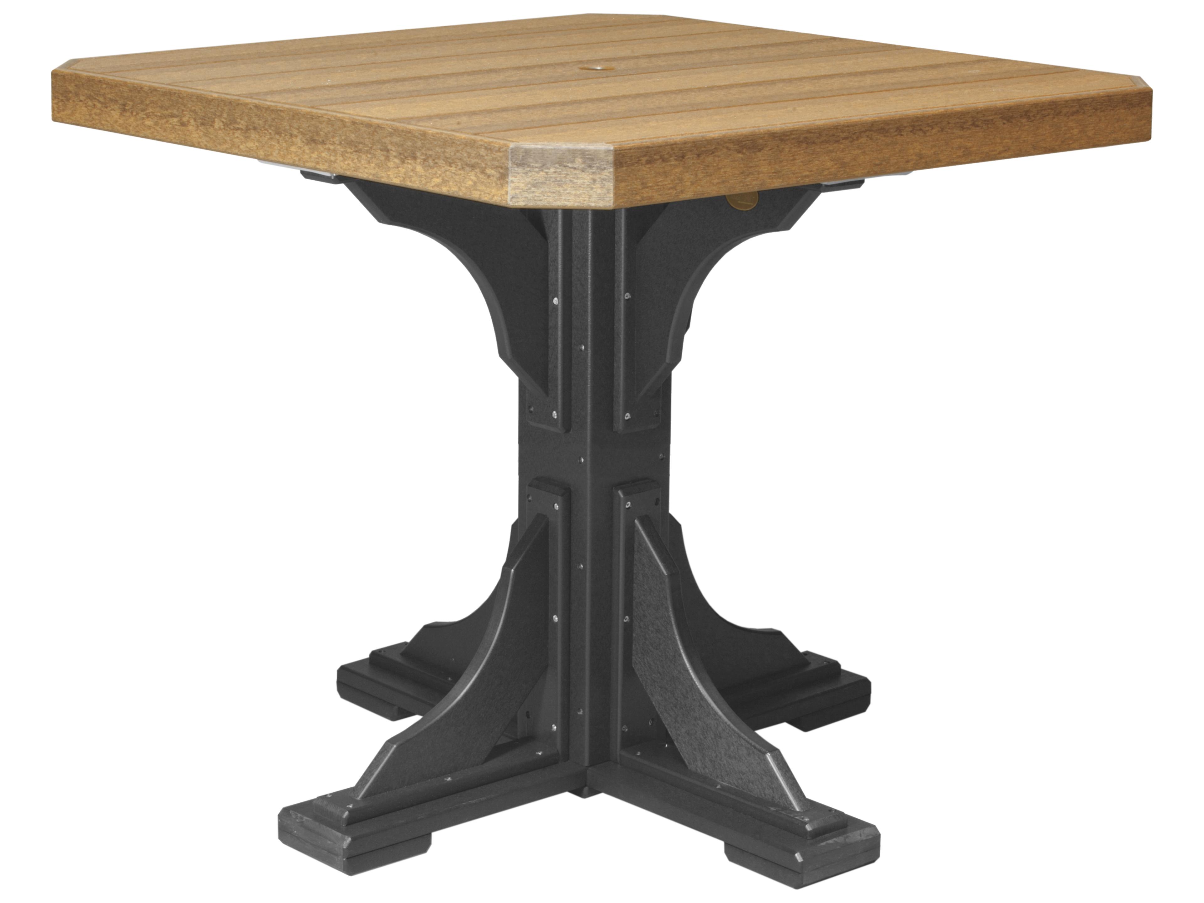 LuxCraft Recycled Plastic Square Patio Counter Height Table with Umbrella Hole