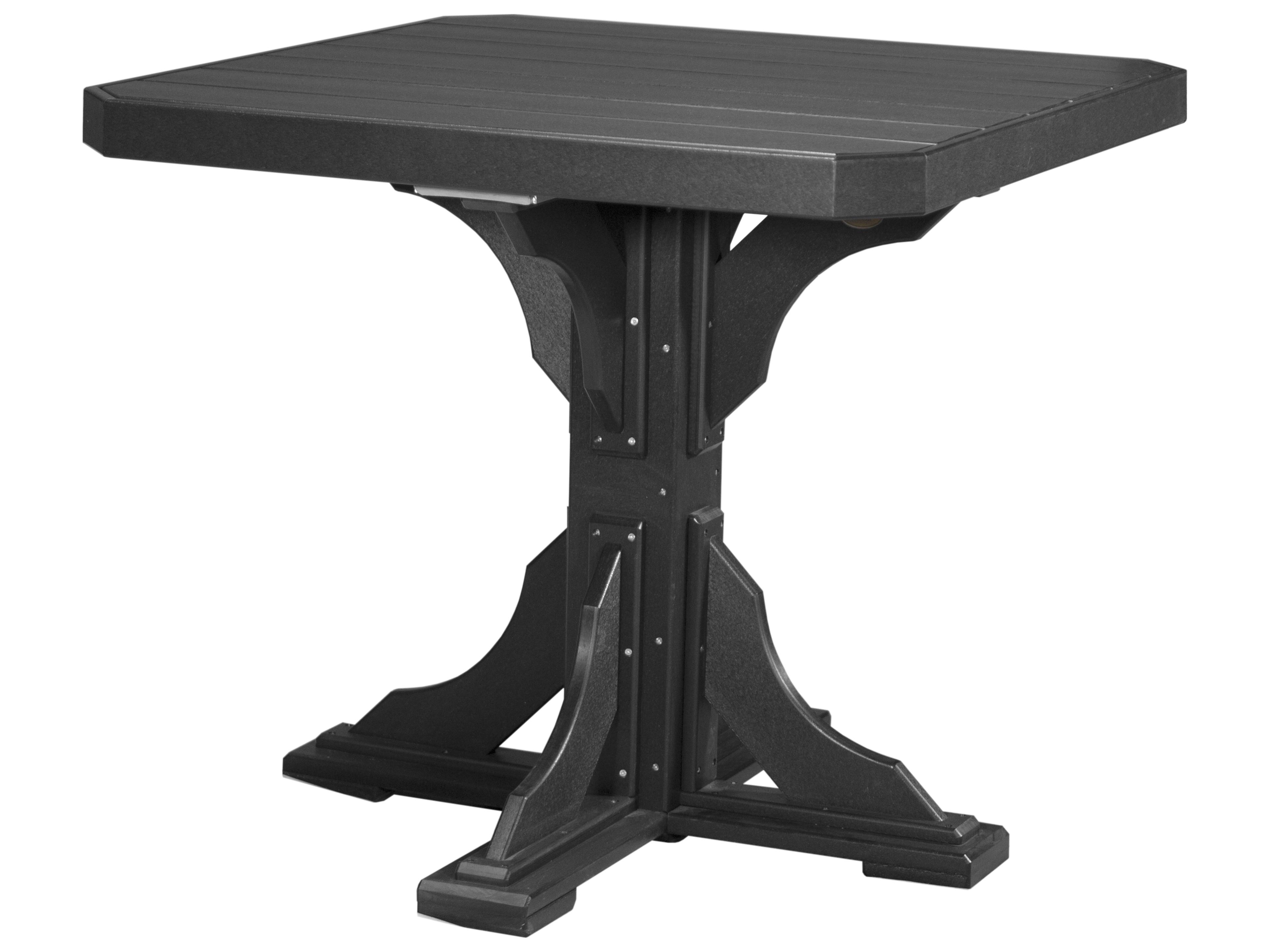 LuxCraft Recycled Plastic Square Patio Counter Height Table with Umbrella Hole