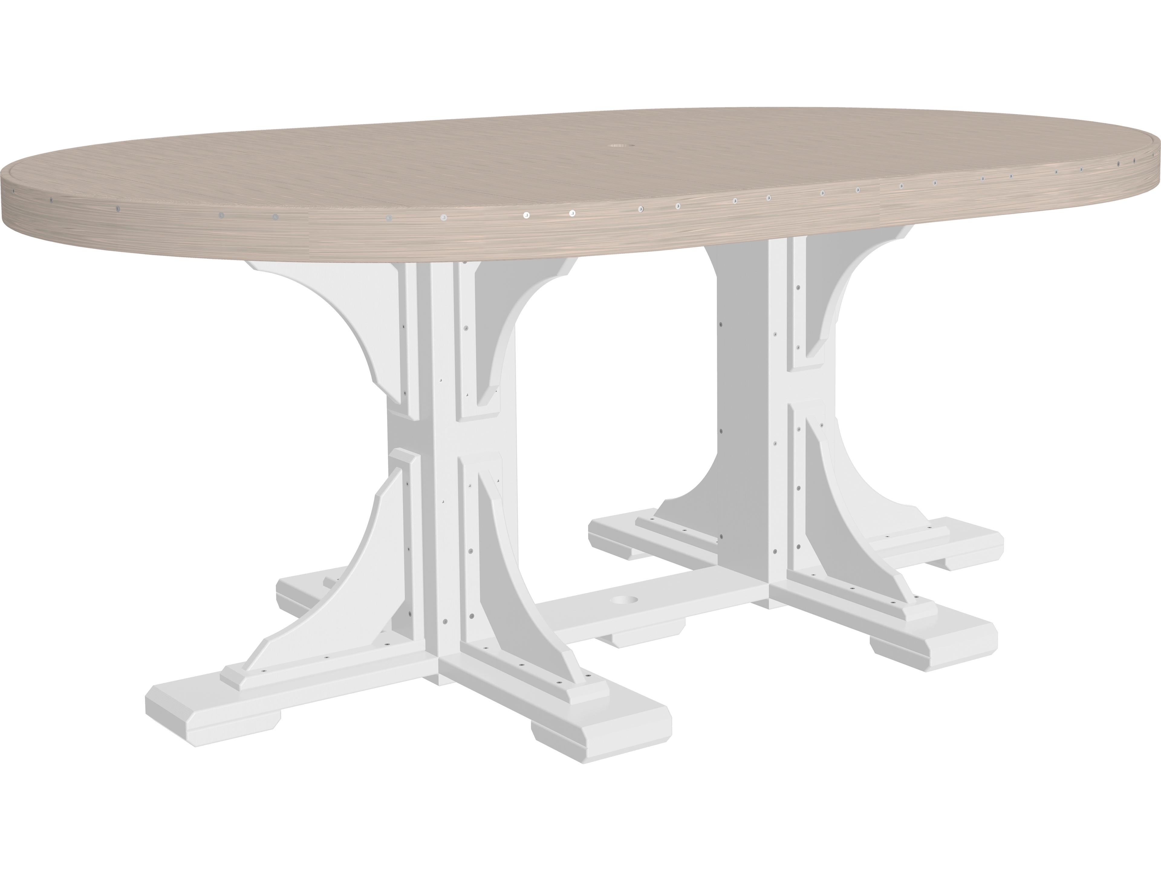 LuxCraft Recycled Plastic Oval Outdoor Patio Dining Table with Umbrella Hole