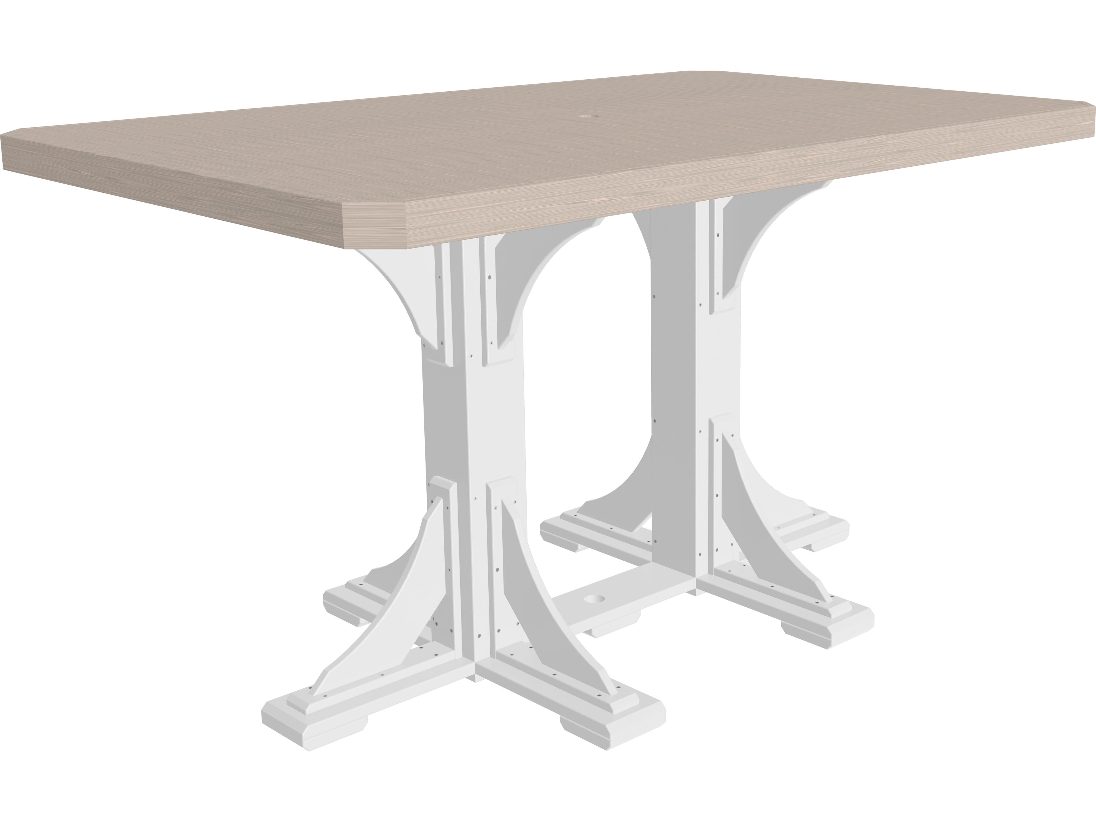 LuxCraft Recycled Plastic Rectangular Outdoor Bar Height Table with Umbrella Hole