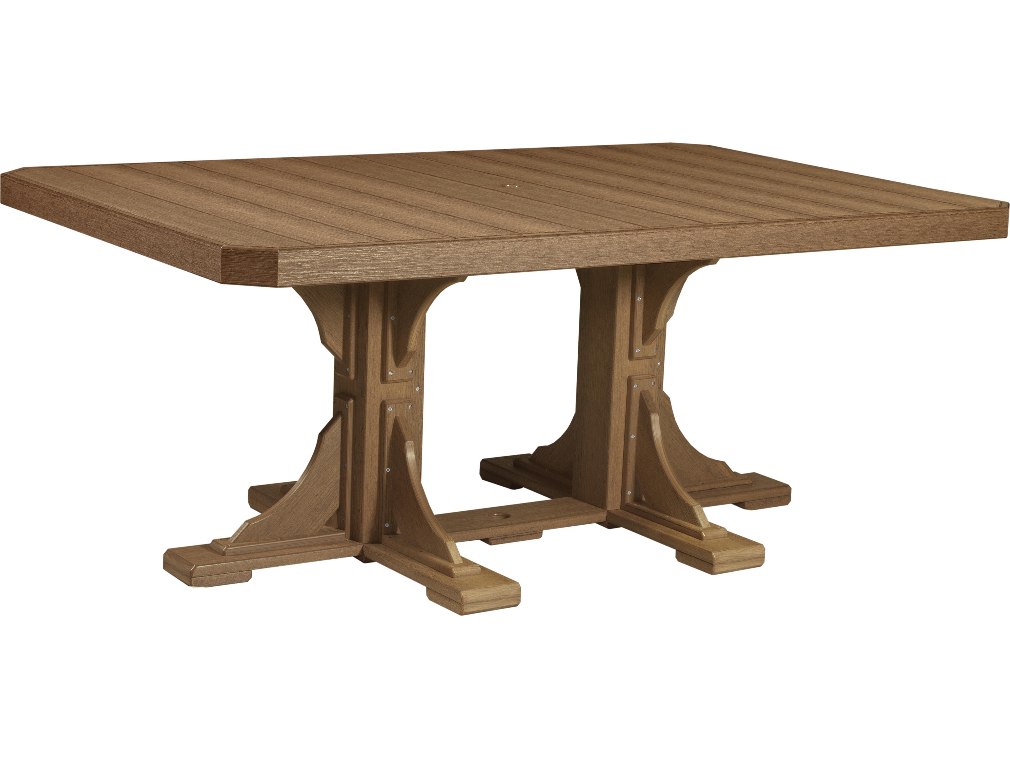 LuxCraft Recycled Plastic Rectangular Patio Dining Table with Umbrella Hole