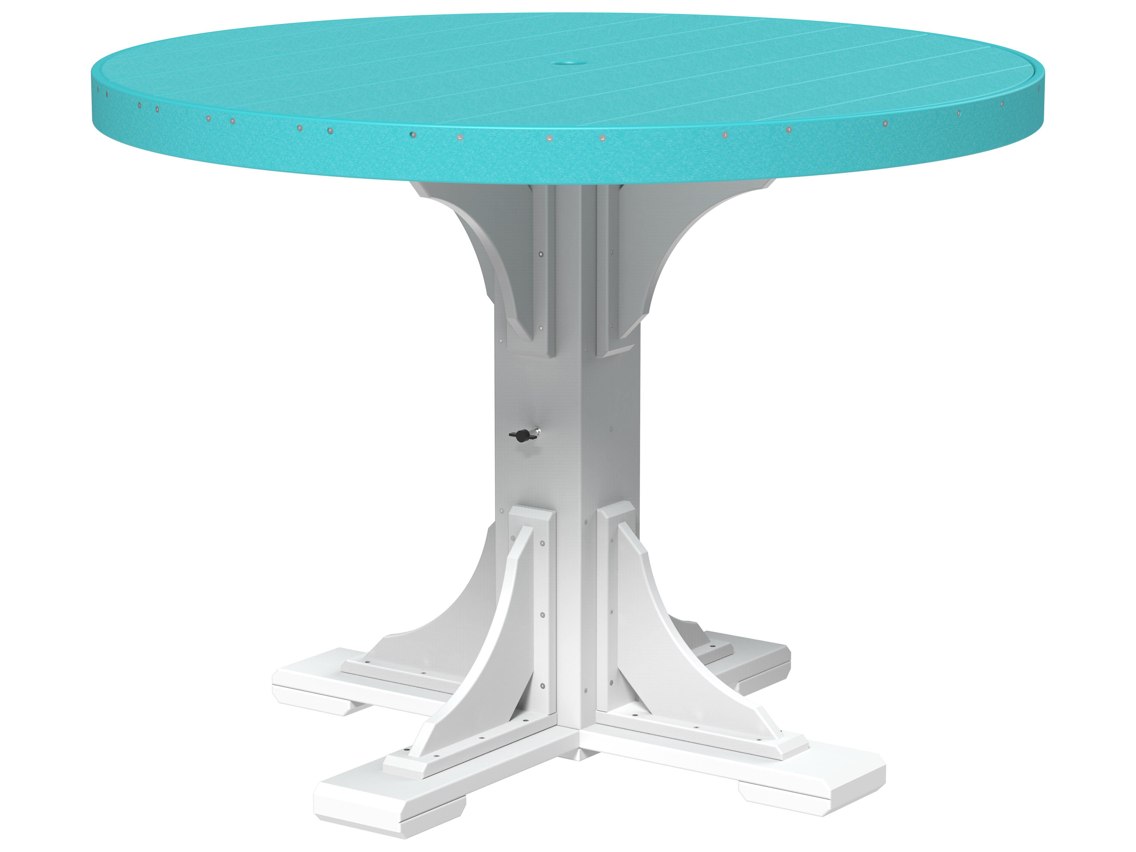 Recycled Plastic Round Outdoor Counter Height Table with Umbrella Hole